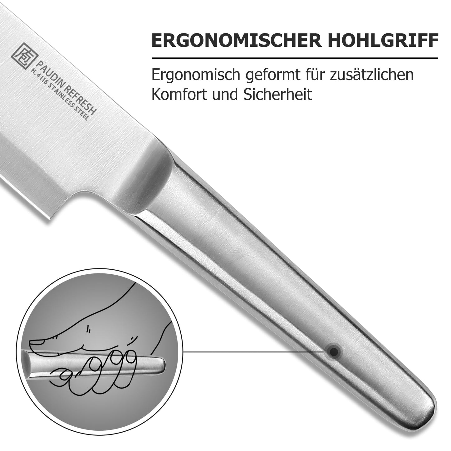 PAUDIN Messerblock, 14-teiliges Messer-Set für die Küche, scharf, hochwertiges deutsches Edelstahlmesser-Set mit Holzblock, Messerschäfer und Schere