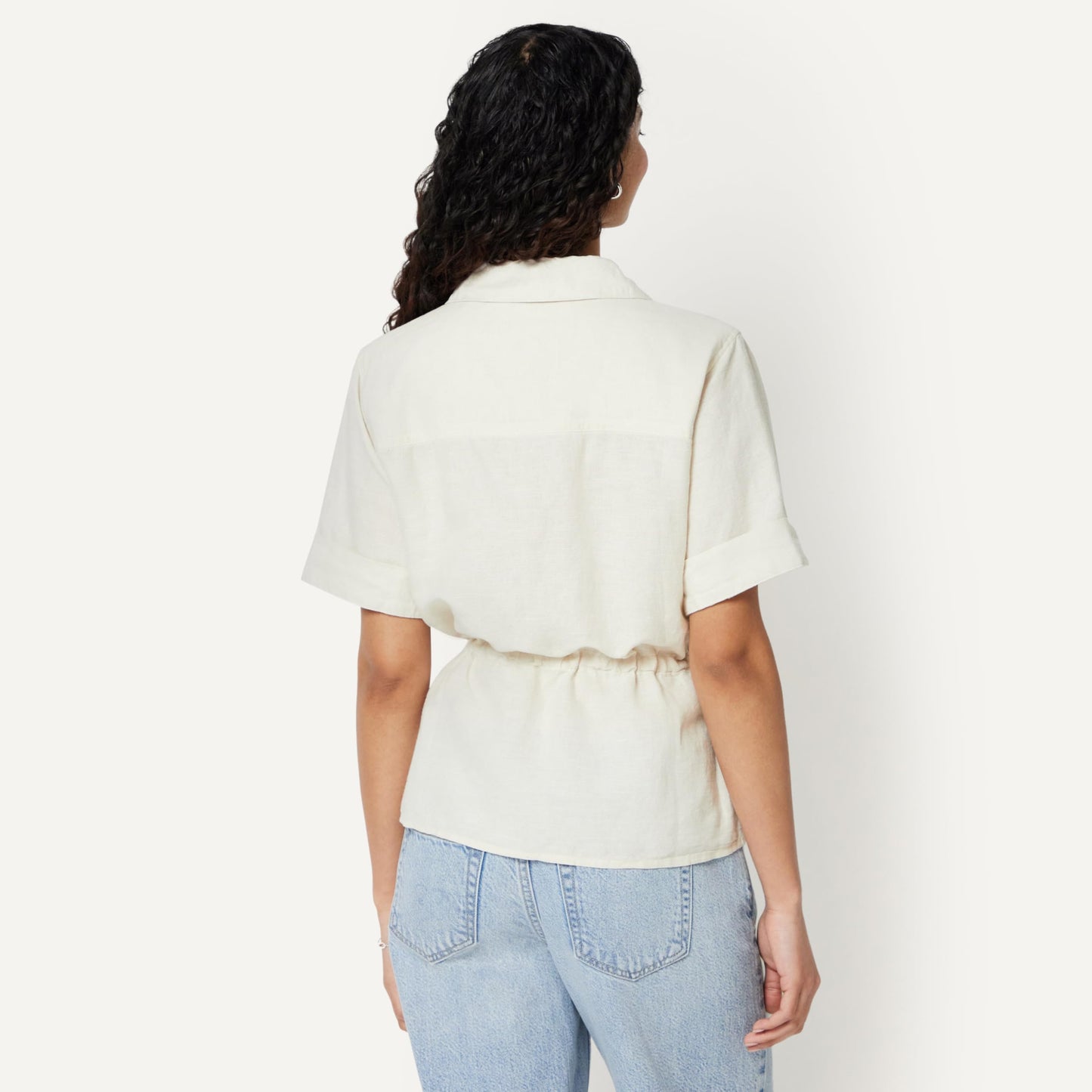 Amazon Essentials Damen Leinen-Bluse mit Verstellbarer Taille