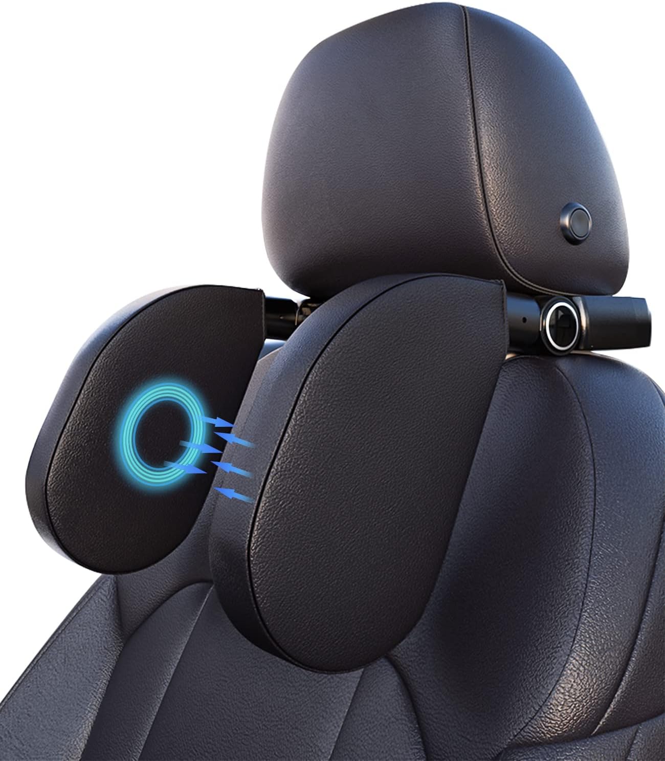 Children's Car Headrest, Neck Support for Children, Neck Pillow, Leather with Telescopic Rod and Sliding Clips, Quick Installation Travel Sleeping Pillow Headrest