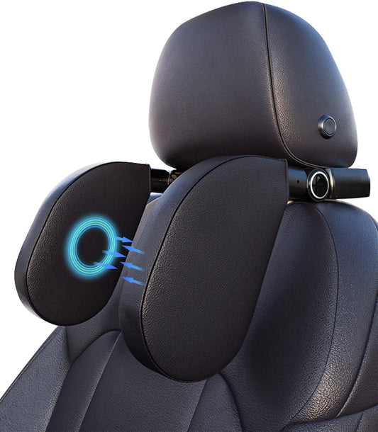 Children's Car Headrest, Neck Support for Children, Neck Pillow, Leather with Telescopic Rod and Sliding Clips, Quick Installation Travel Sleeping Pillow Headrest