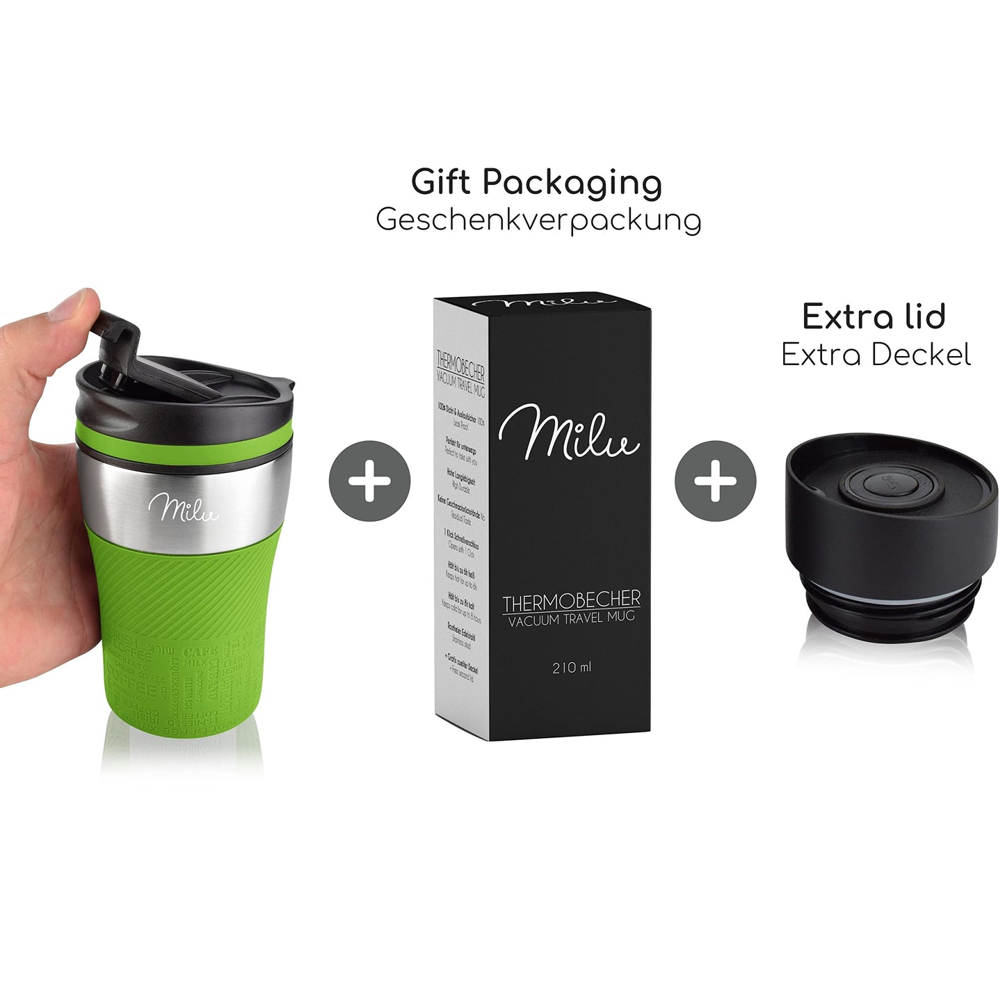 Milu Thermobecher Isolierbecher Kaffeebecher to go - 210ml 100% Auslaufsicher - Trinkbecher aus Edelstahl - Autobecher doppelwand Isolierung - Thermo Becher - Travel Mug (Rot)