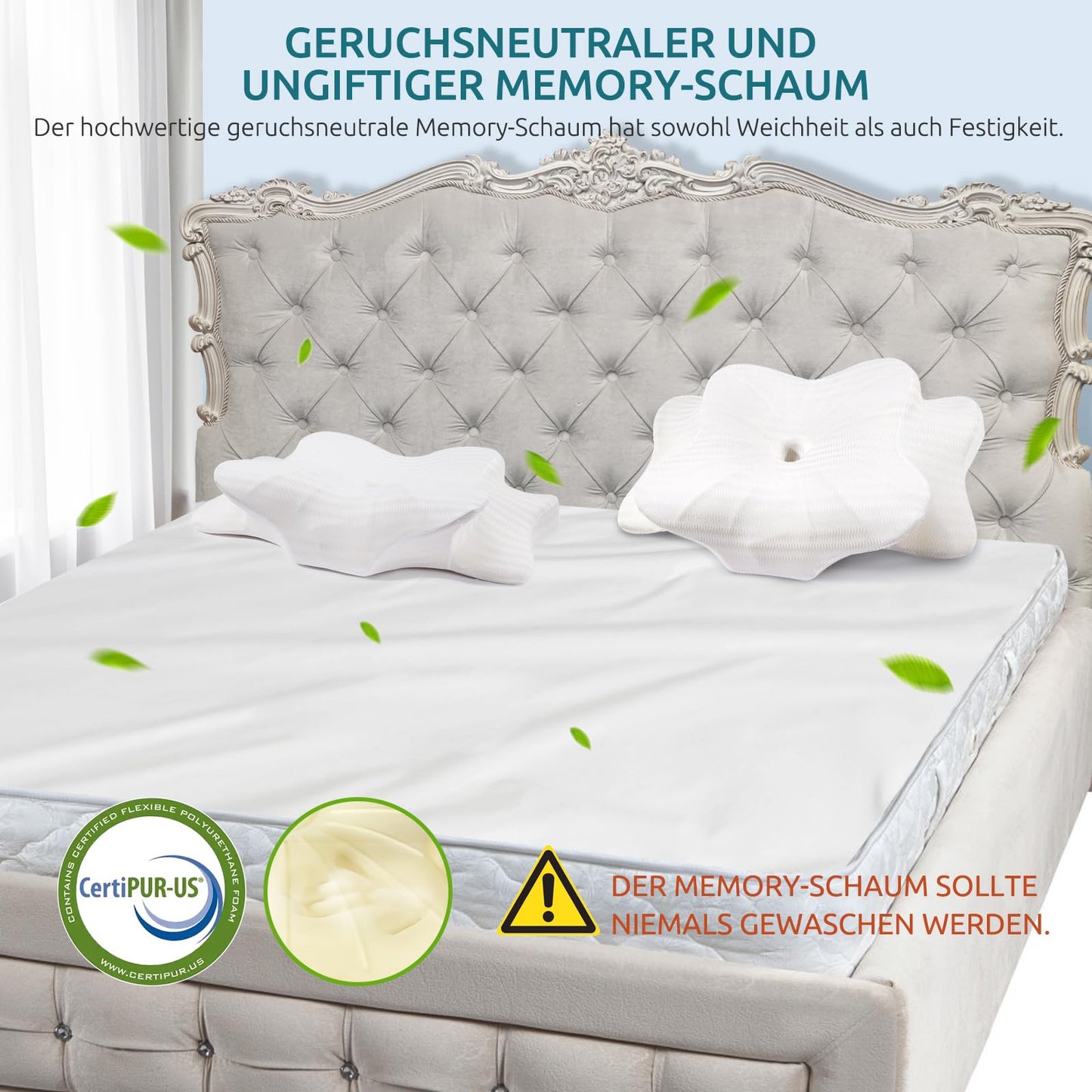 DONAMA Memory Foam Kissen ergonomisches Nackenkissen Kopfkissen Seitenschläferkissen für Seiten, Rücken & Bauchschläfer