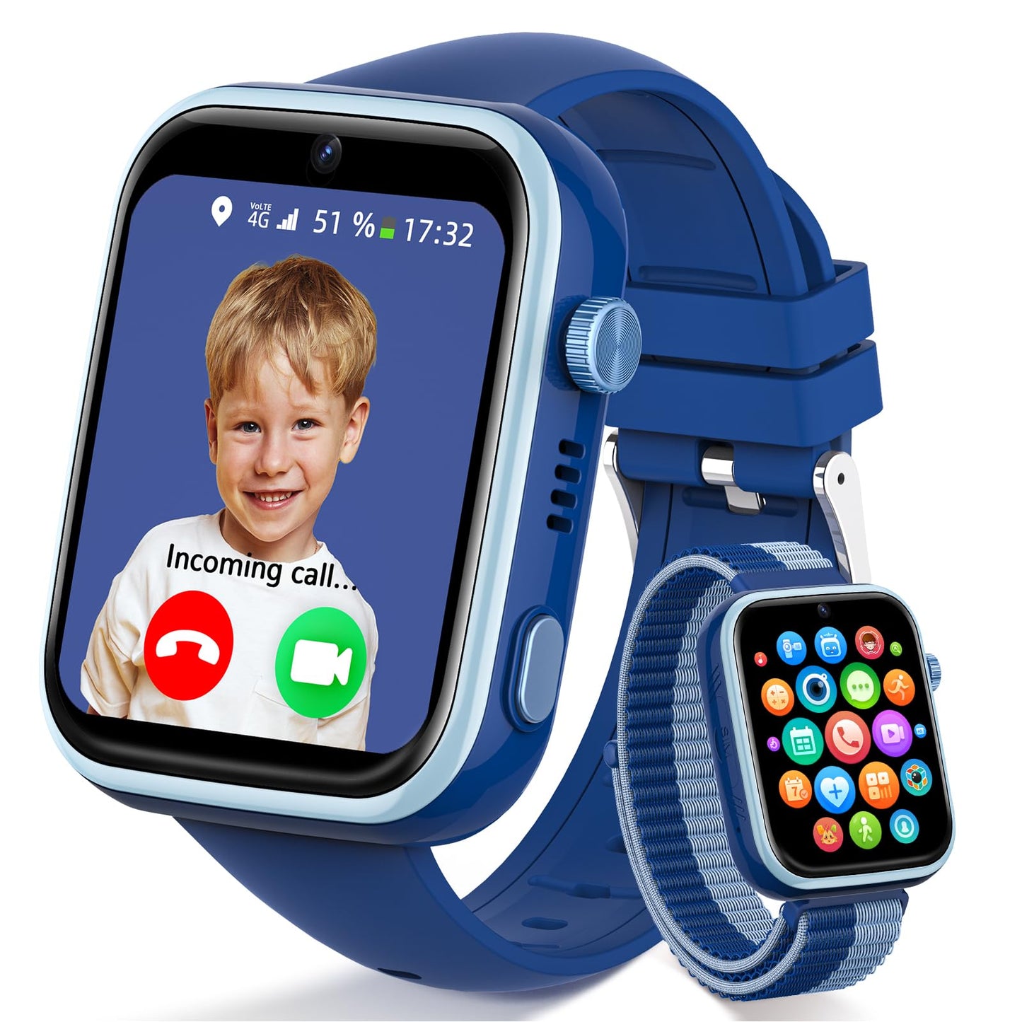 4G Children's Smartwatch with Video Call and Phone, IP68 Waterproof Children's Watch Voice Chat, WhatsApp, WiFi, GPS, SOS, SMS, School Mode, Pedometer, Sleep Alarm Clock, Children's Watch for Girls