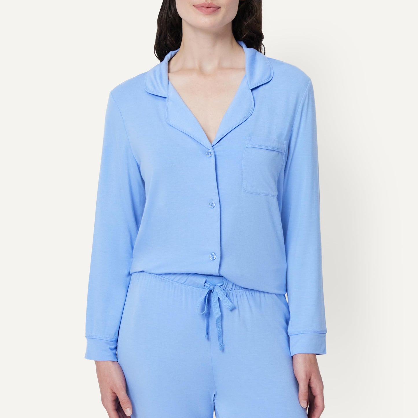 Amazon Essentials x Sofia Grainge Damen Pyjama-Set aus elastischer Modalfaser mit Langen Ärmeln und bodenlangem Unterteil