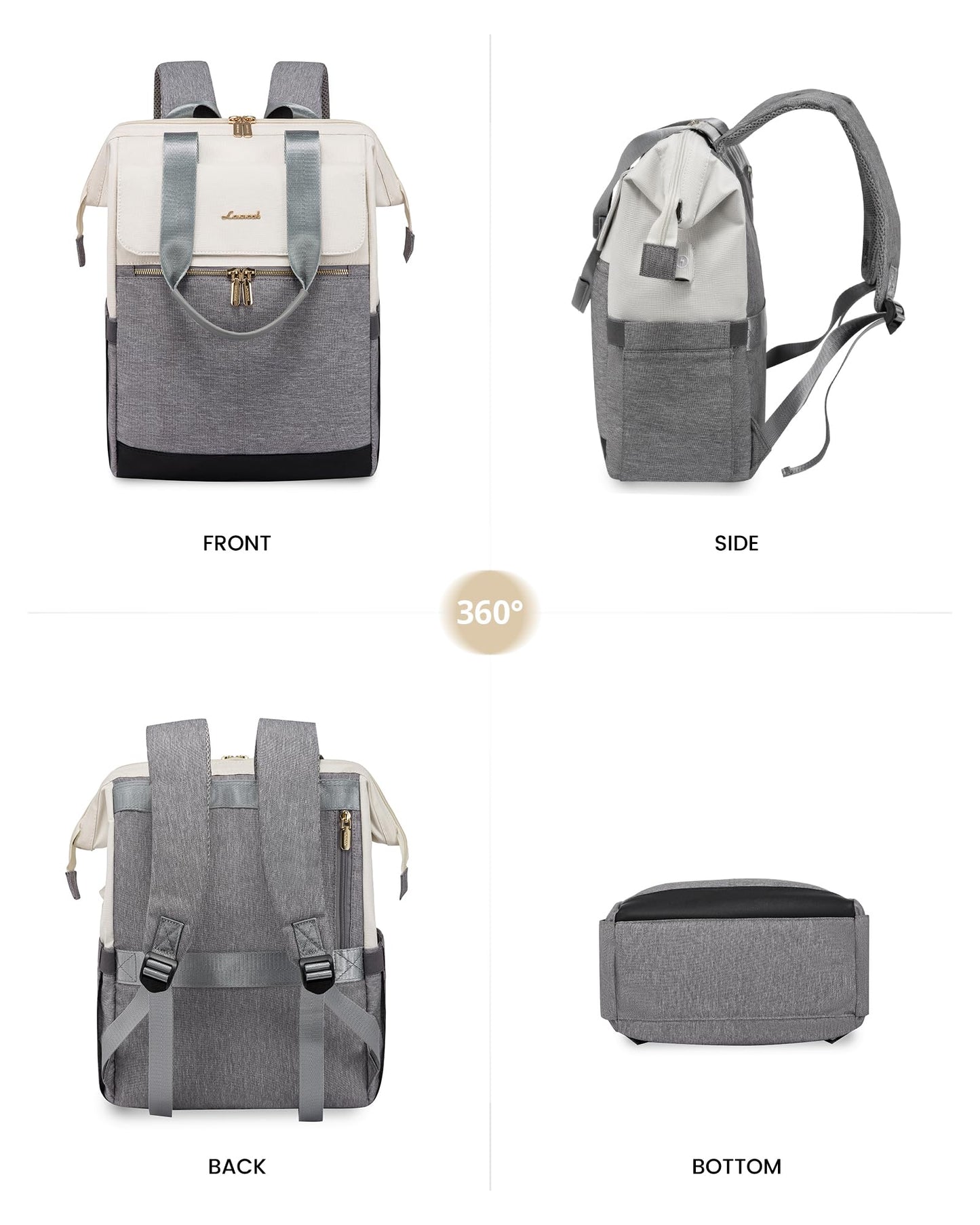 LOVEVOOK Rucksack Damen, Laptop Schulrucksack Wasserdicht, Schultasche Teenager Backpack Women Elegant Tagesrucksäcke Handtasche 2 in 1, 15,6 Zoll Arbeitstasche Lehrertasche Reiserucksack für Uni Büro