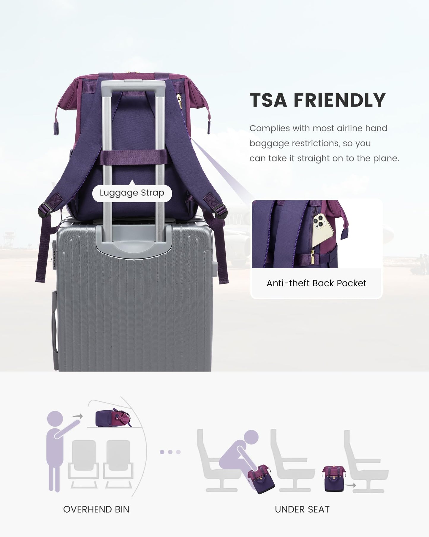 LOVEVOOK Rucksack Damen, Laptop Schulrucksack Wasserdicht, Schultasche Teenager Backpack Women Elegant Tagesrucksäcke Handtasche 2 in 1, 15,6 Zoll Arbeitstasche Lehrertasche Reiserucksack für Uni Büro