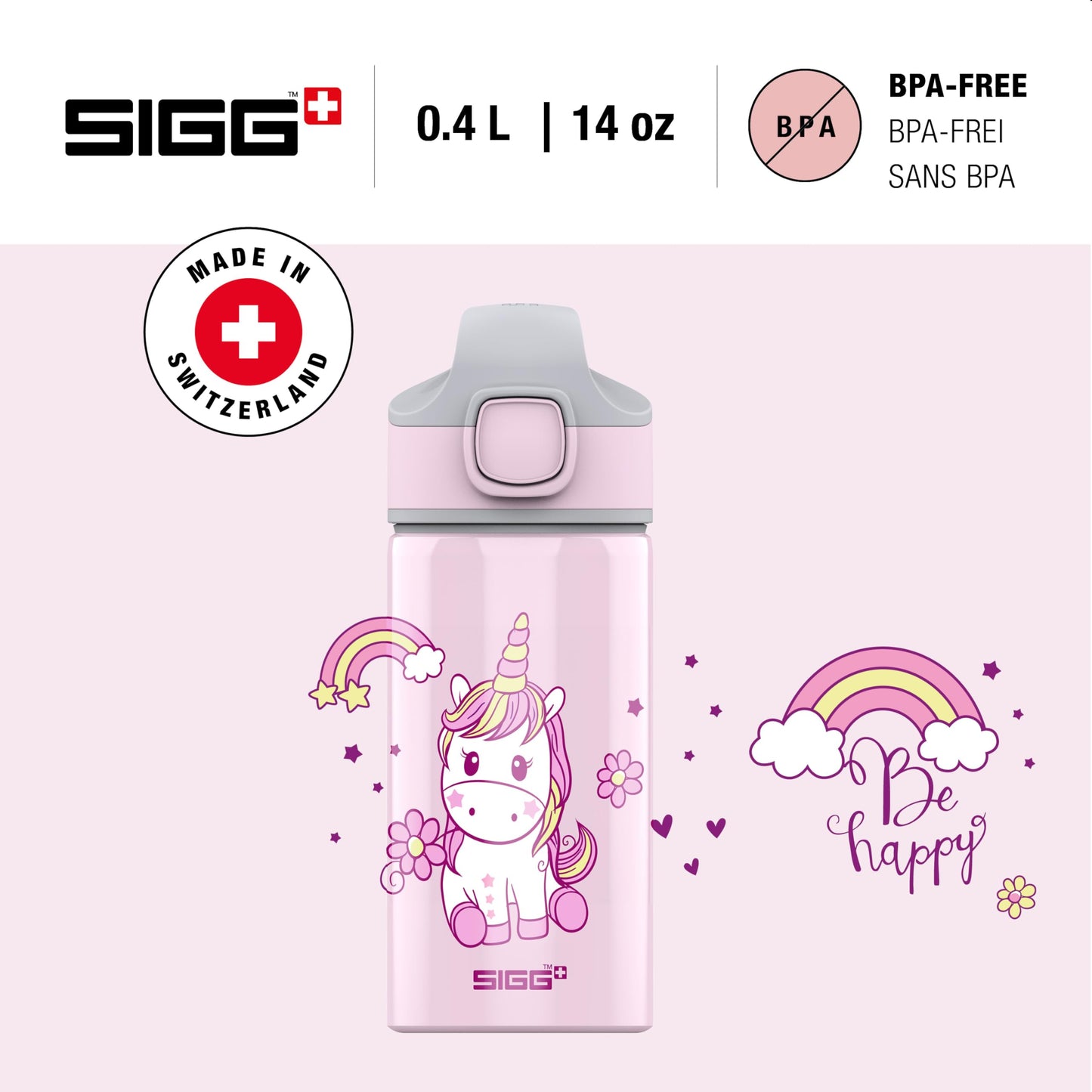 SIGG - Alu Trinkflasche Kinder - Miracle - Mit Trinkhalm - Auslaufsicher - Federleicht - BPA-frei - Klimaneutral Zertifiziert - Schule & Sport - 0,4L