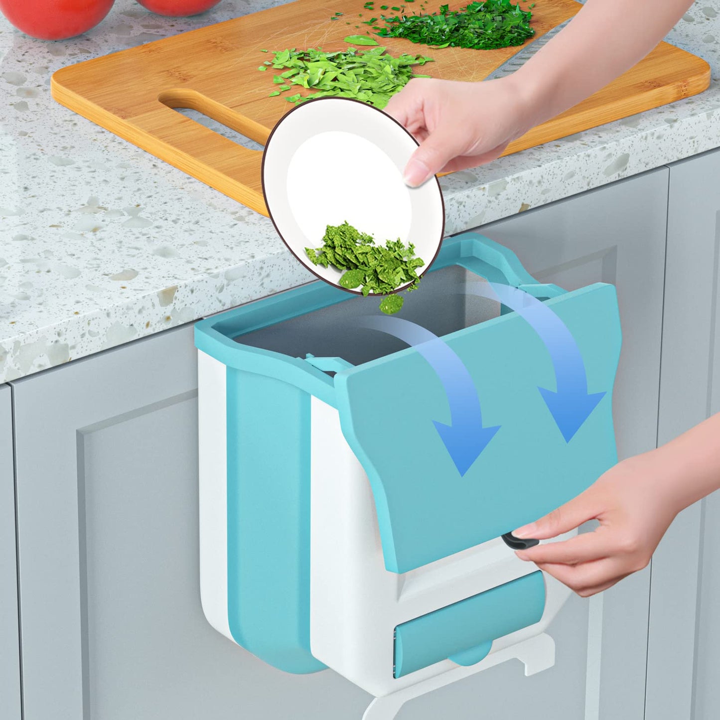 Gintan faltbarer hängender mülleimer mit Deckel küche camping, Faltbare Mülleimer Küche Abfalleimer Aufhängbarenzum Küchenabfalleimer für küche/camping/Auto/Bad/Büro/Schlafzimmer