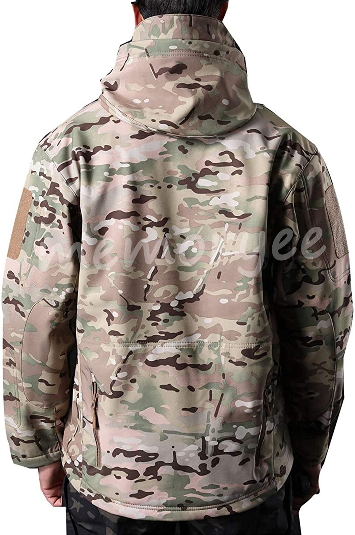 Memoryee Men's Waterproof Softshell Jackets, Warm Military Outdoor Tactical Hoodies, Camouflage Coat