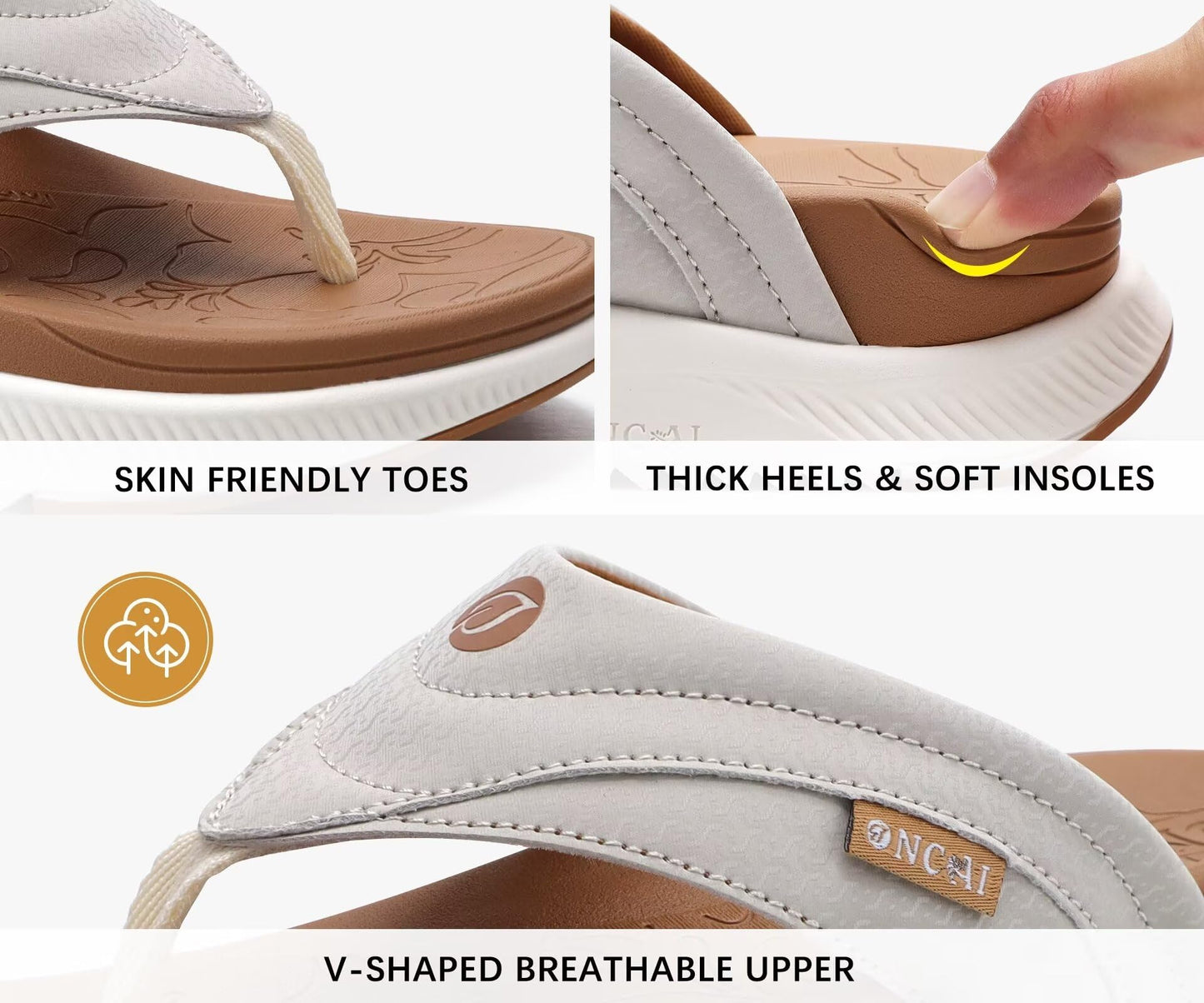 ONCAI Damen orthopädische Kissen Flip Flops Erholung Walking Sandalen für Damen mit Arch Support Sommer bequem Slip On Flip Flops für Damen Größe 36-43