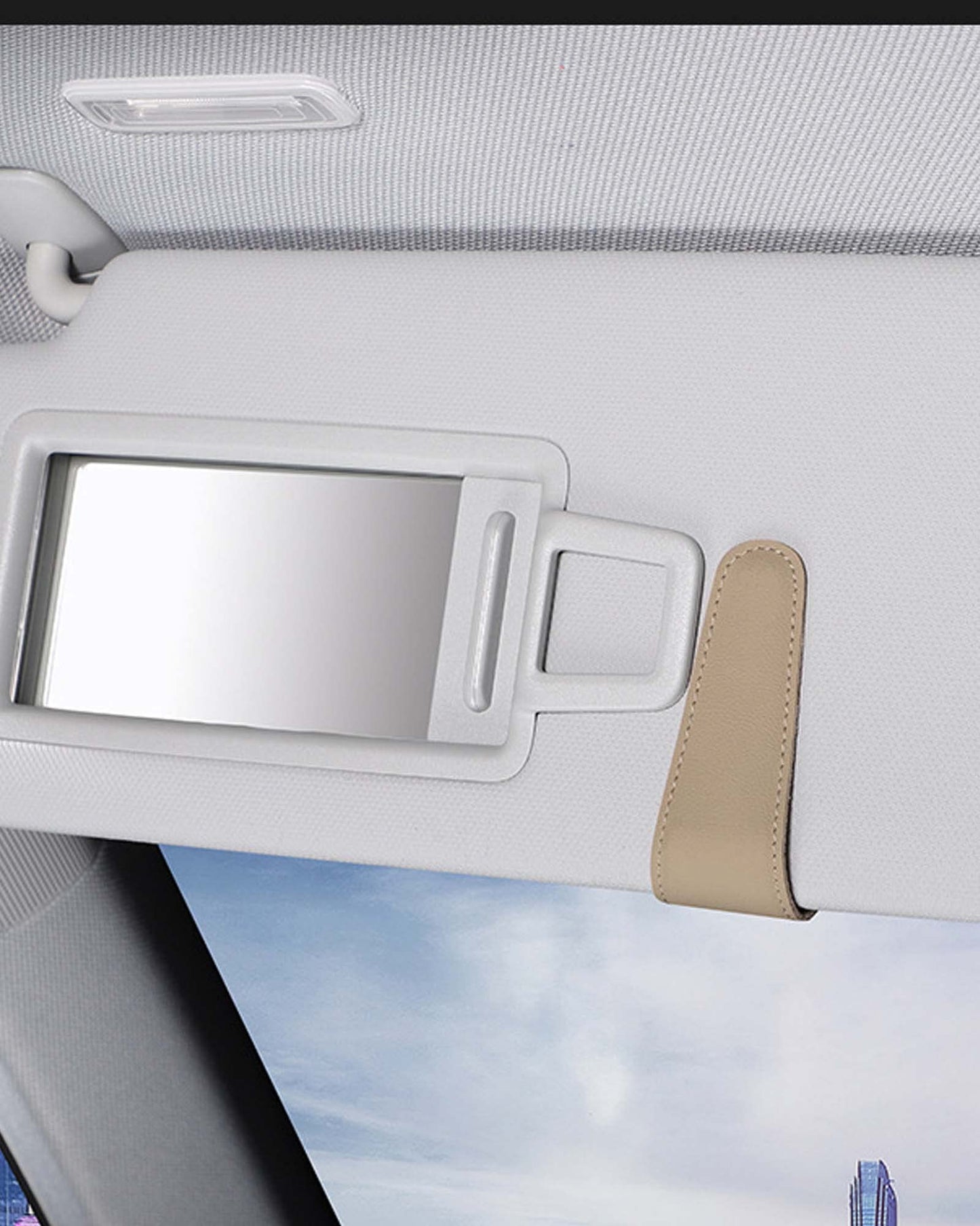 JEJA Glasses Holder for Car Sun Visor, Leather Sunglasses Holder for Car Visor Accessories, Ticket Card Clip, Black