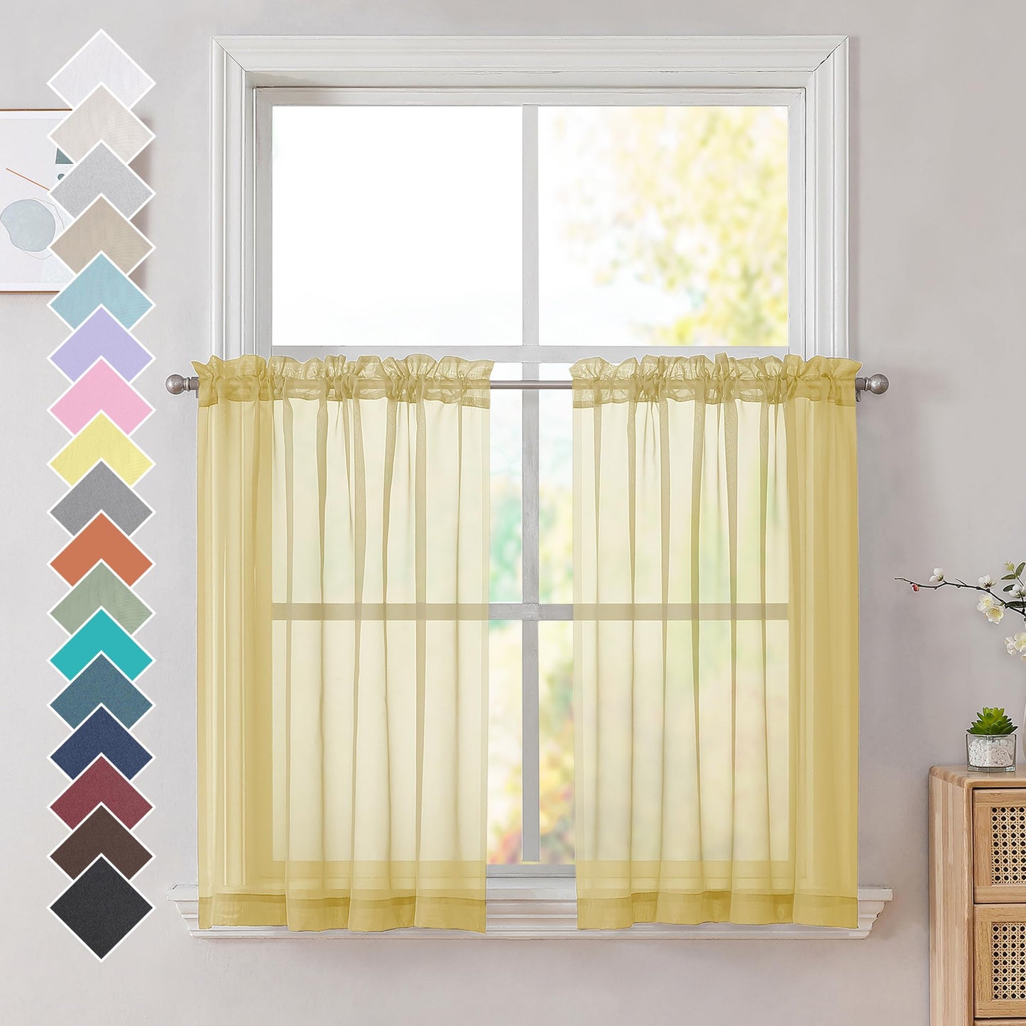 OVZME Extra Lange, durchsichtige Vorhänge, 241,3 cm Länge für französische Tür, Stangentasche, Voile, Fensterbehandlung für Wohnzimmer, Marineblau, 2 Paneele à 42 x 95 l