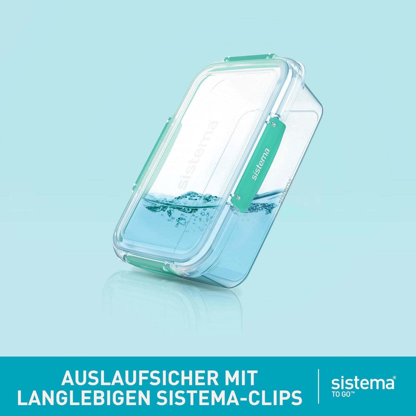 Sistema Bento-Box | 1,25 L | Brotdose für Pause mit Fächern und Snackbox | BPA-frei | hergestellt aus Ocean Bound Plastic | Teal Stone | 1 Stück, Mintgrün (Recycelter Kunststoff)