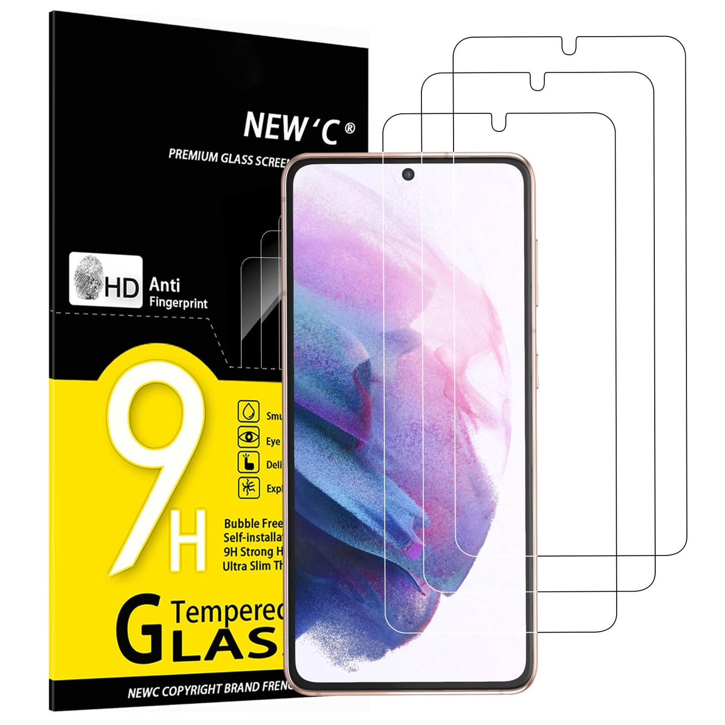 NEW'C Pack of 3 for Samsung Galaxy S25 Ultra Tempered Glass, Scratch Free, 9H Hardness, HD Screen Protector, Ultra Clear, Ultra Resistant