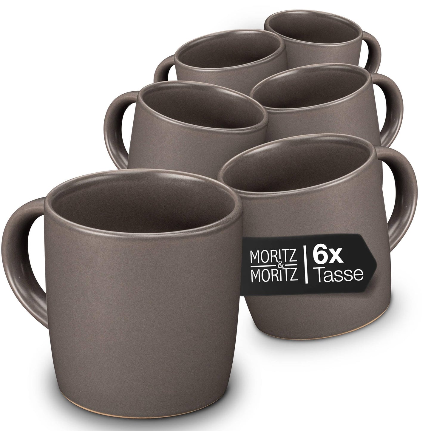 Moritz & Moritz NORDIC Geschirrset 6 Personen 18-teilig Taupe - Elegantes Teller Set aus hochwertigem Steinzeug - Geschirr Set aus 6x Dinnerteller, 6x Dessertteller, 6x Suppenteller