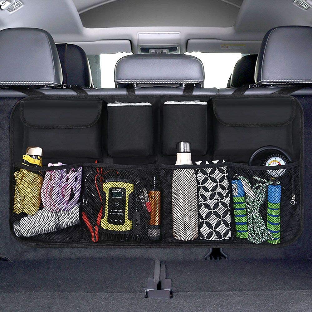 URAQT Car Boot Organiser Car Storage Bag Car Boot Bag Waterproof Bags for Car with Strong Elastic Magic Wand Structure for SUV Black
