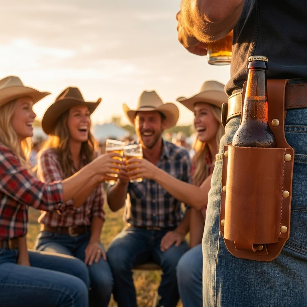 Leder Biergürtel Bierhalter Bierholster,Lustige Bier Geschenke für Männer Bruder Herren Geburtstag Vatertag Weihnachten Biertrinker/Liebhaber.Cowboy Kostüm Herren Bierzubehör Männergeschenke