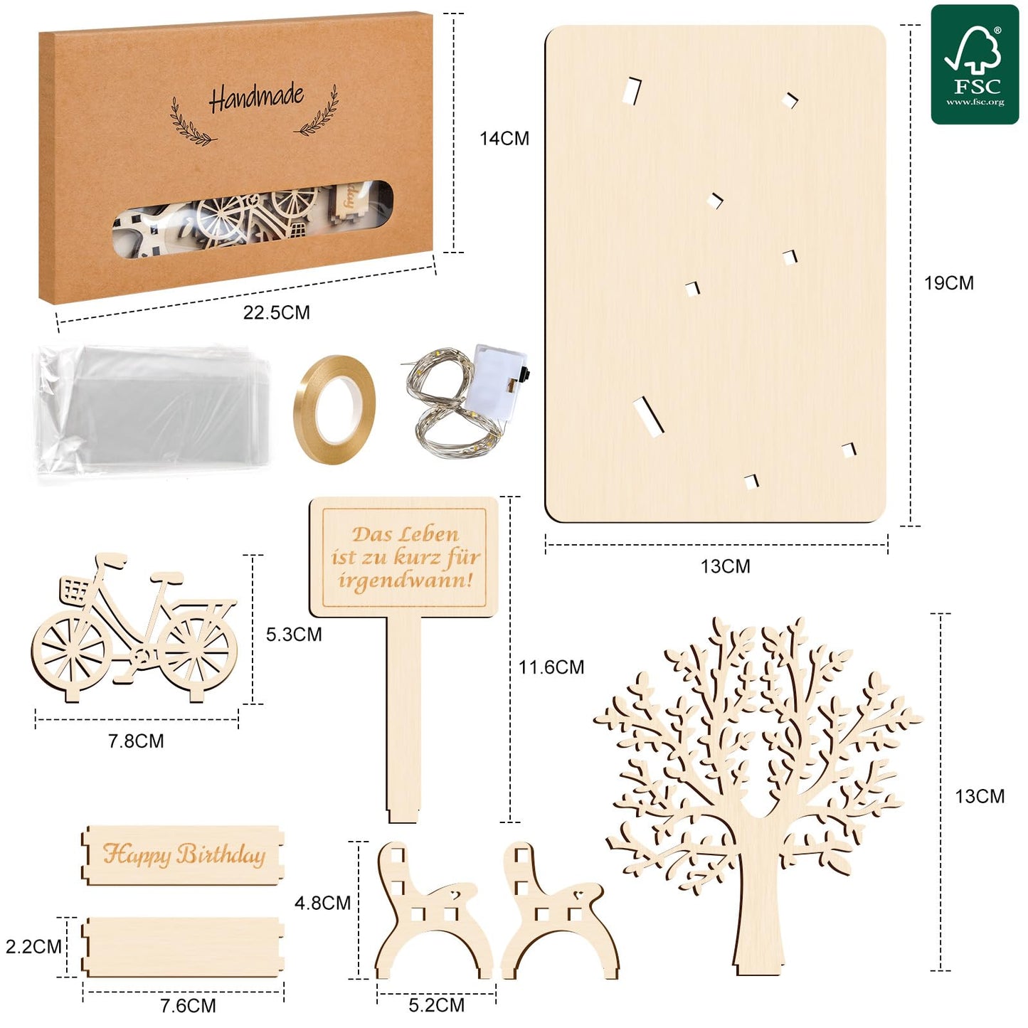I LOVE MOM Geldgeschenk Geburtstag Holz, Fahrrad Geschenk, DIY Holz Schild Gästebuch Dreidimensionale Bäume Sitzbank Deko Zahlen für Geschenke, Hochzeiten, Partys, Geburtstage, Jubiläum (GYY-60)