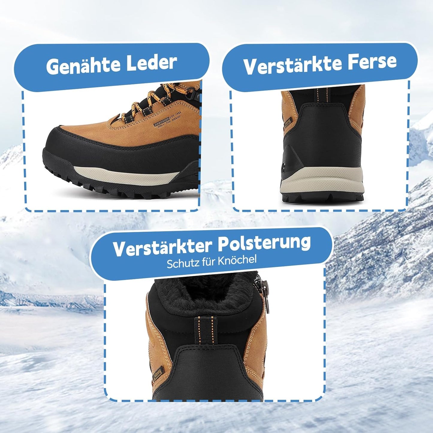 AX BOXING Winter Shoes Boys Hiking Shoes Lined Snow Boots Children Warm Lining Trekking Shoes Non-Slip Winter Boots Outdoor EU 34-40