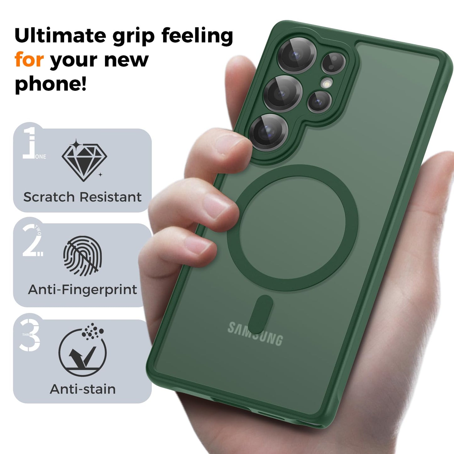 für Samsung Galaxy S25 Ultra Hülle für Magsafe, Magnetisch Handyhülle für S25 Ultra Hülle, Kameraschutz Stoßfeste Kratzfeste Durchscheinende Schutzhülle für Samsung S25 Ultra Case, Schwarz