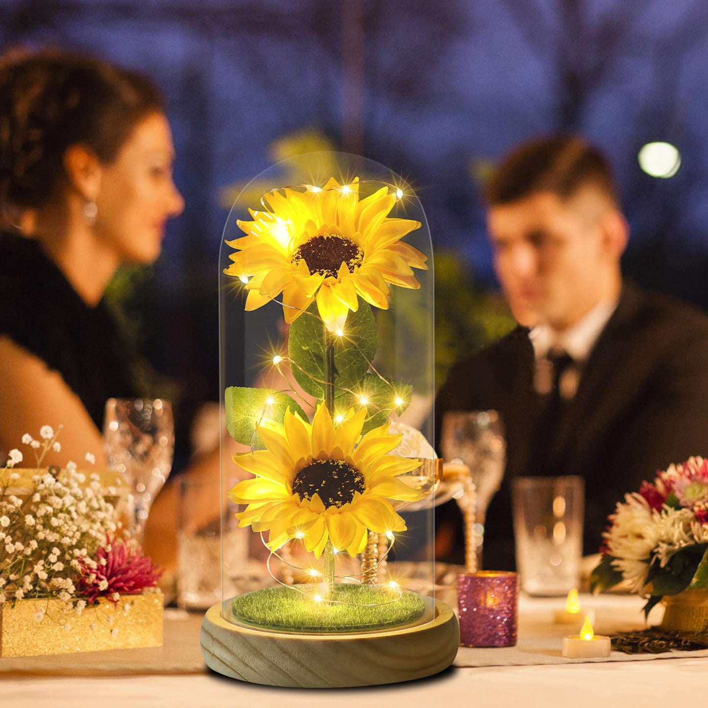 Touloube Geschenke Für Frauen, Galaxy Rose Blume Geschenk, Infinity Rose in Glaskuppel, LED-Lichterkette auf der Kristallrose, Geschenk für Frauen,Hochzeit,Muttertag,Jahrestag und Geburtstag