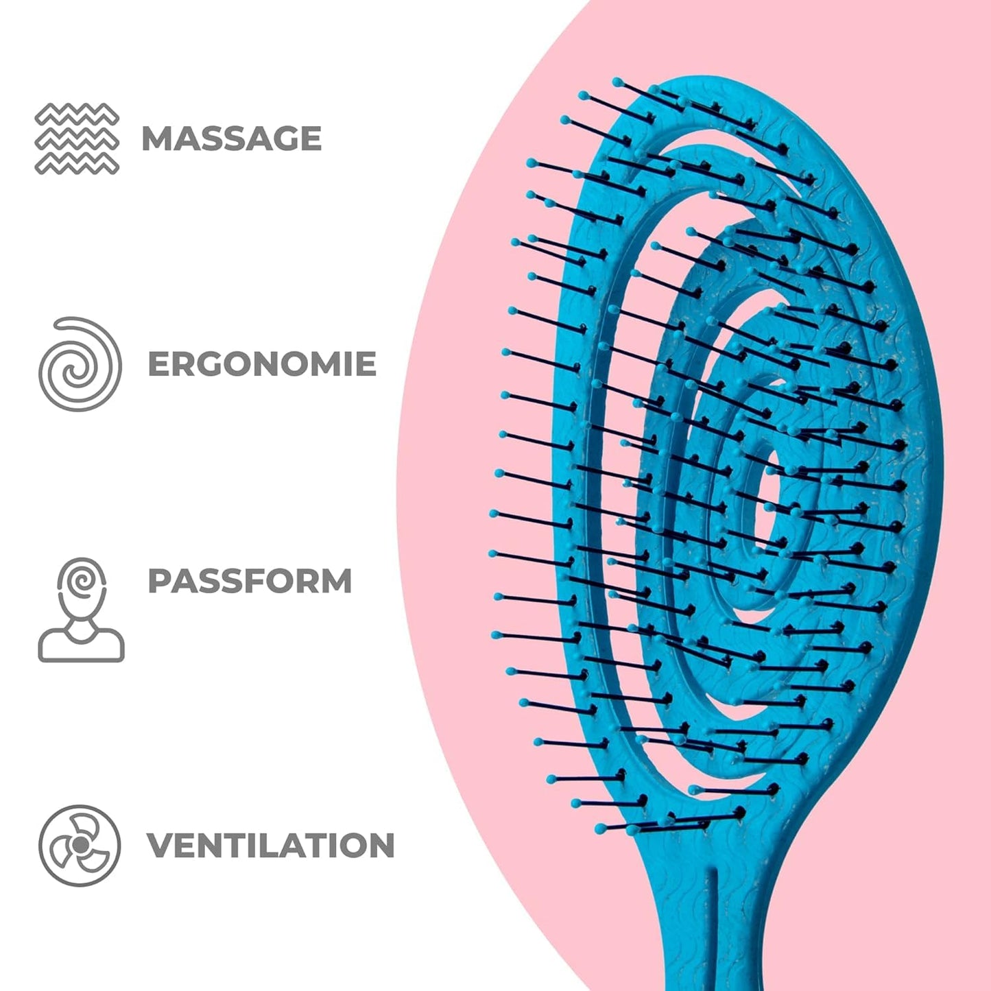 Ninabella Haarbürste ohne Ziepen für Damen, Herren & Kinder - Entwirrbürste auch für Locken & Lange Haare - Einzigartige Profi Detangler-Bürste mit Spiralfeder - Schwarz