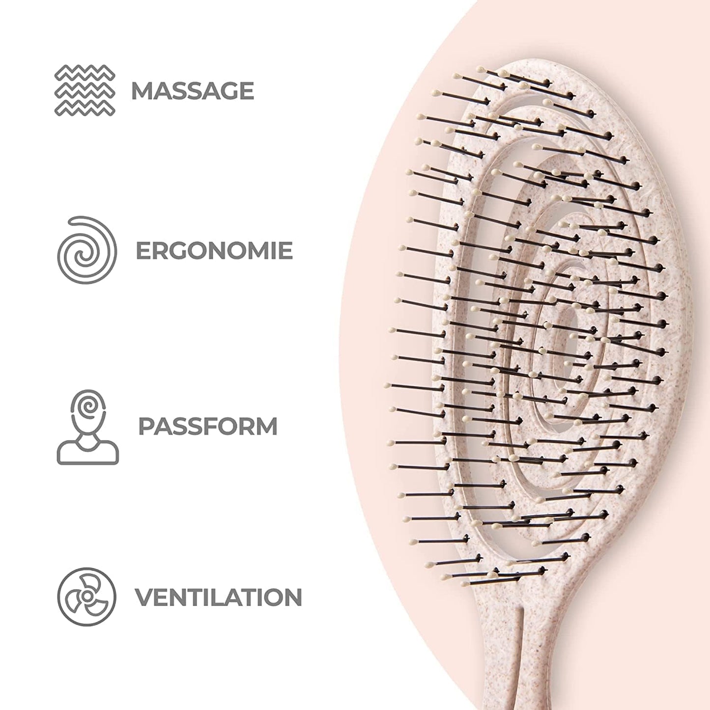 Ninabella Haarbürste ohne Ziepen für Damen, Herren & Kinder - Entwirrbürste auch für Locken & Lange Haare - Einzigartige Profi Detangler-Bürste mit Spiralfeder - Schwarz