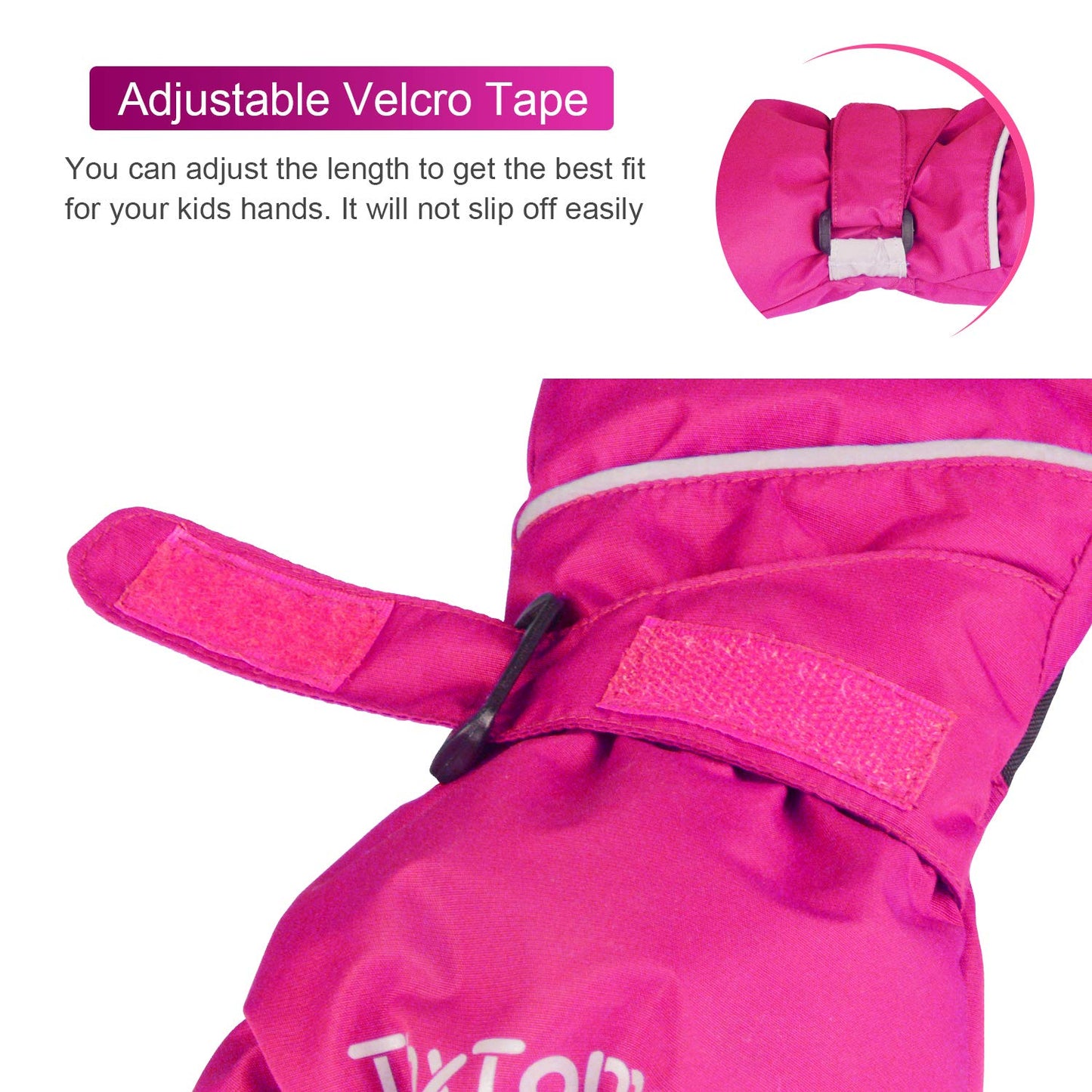 ThxToms Children's Ski Gloves, Winter Ski Gloves, -15°C, Windproof, Waterproof, Warm, Oxford Palm, Thickened for Cold Weather, Outdoor Sports, Snowboarding, Skiing, for Boys and Girls