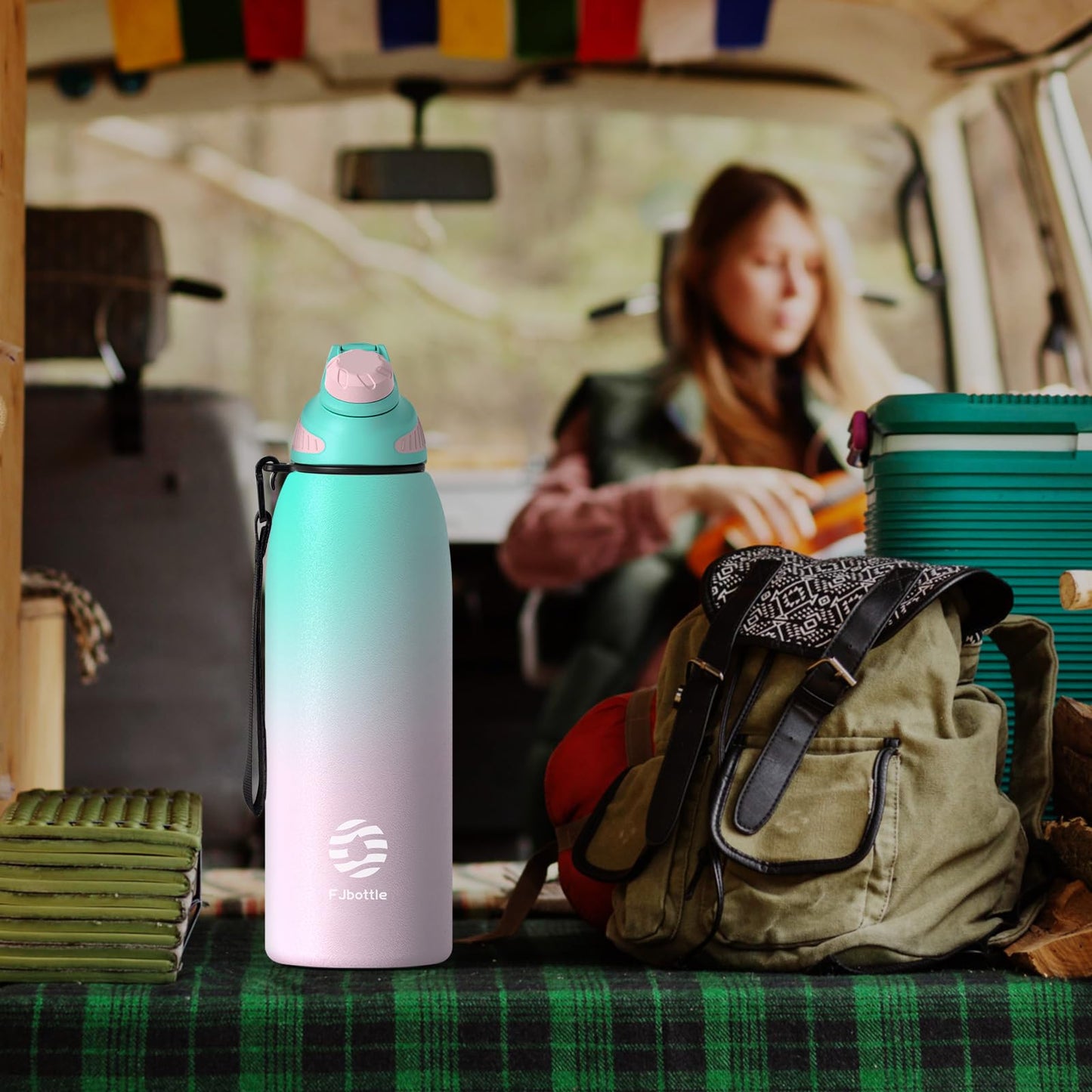 Fjbottle Edelstahl Trinkflasche Sport mit Magnetischem Deckel 1L, 800ml, 600ml, 400ml BPA-Frei Auslaufsichere Kinder Flasche - Kohlensäure geeignet 1500ML Wasserflasche Thermo für Schule, Fitness