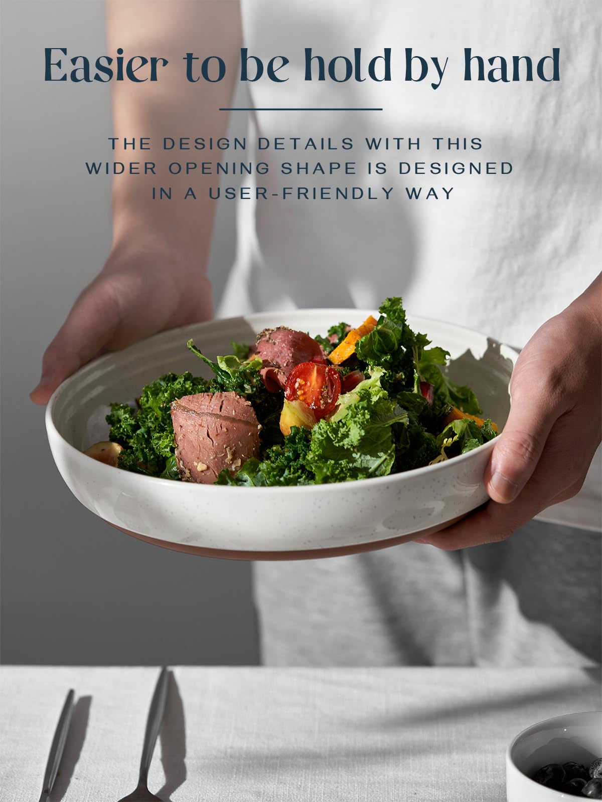 DOWAN Steingut Dessert Teller Set,Tellerset Keramik-6 Personen,21cm Speiseteller Porzellan,Essteller,Steinzeug Geschirrteller,Flache Frühstückstelle teller para Salat,Pasta,Vanille-Weiß