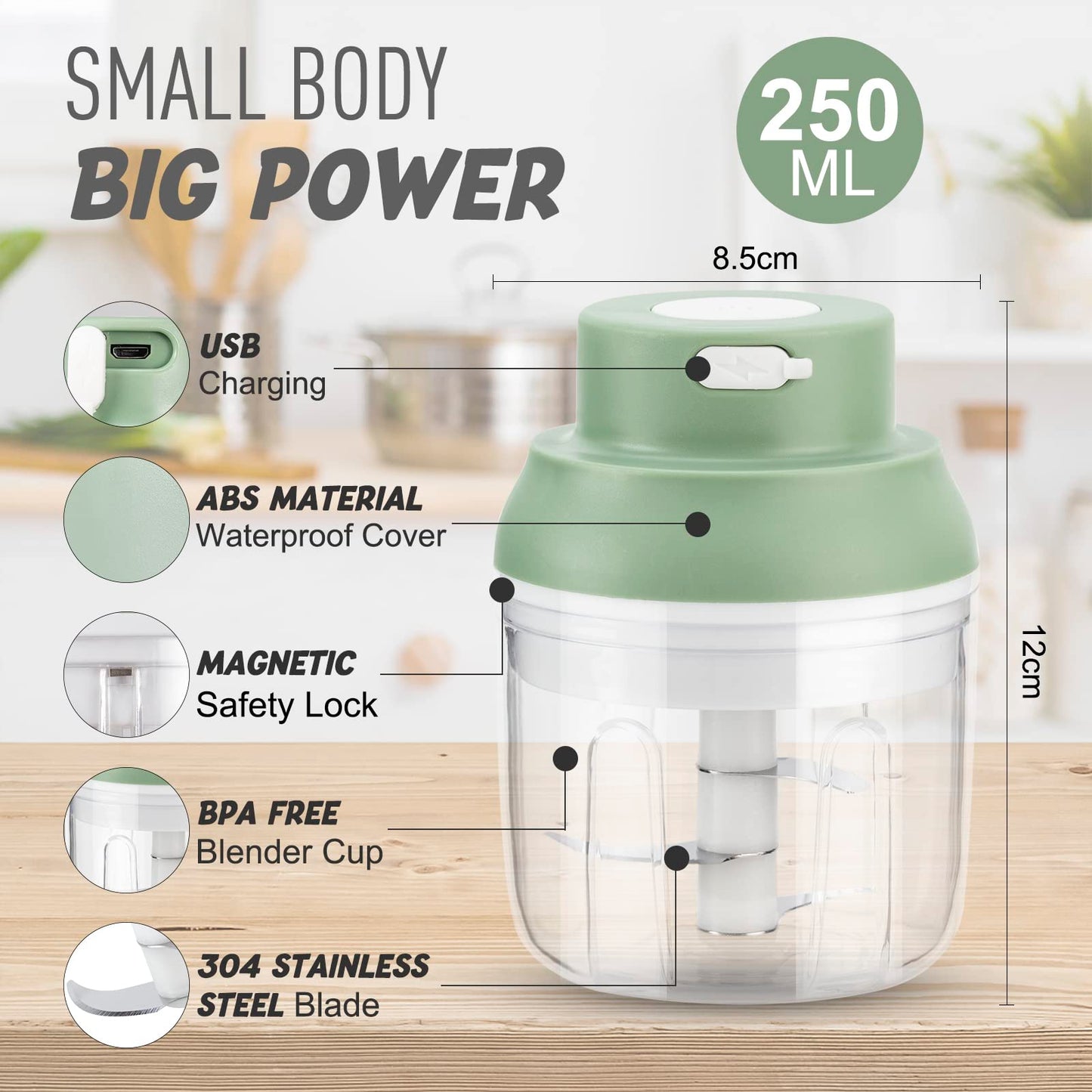 ORHOMELIFE Zwiebelschneider Elektrisch Gemüseschneider 250ml Zwiebel Zerkleinerer, Multizerkleinerer Onion Cutter Food Chopper, Küchen Zubehör für Gemüse, Obst, Nüsse