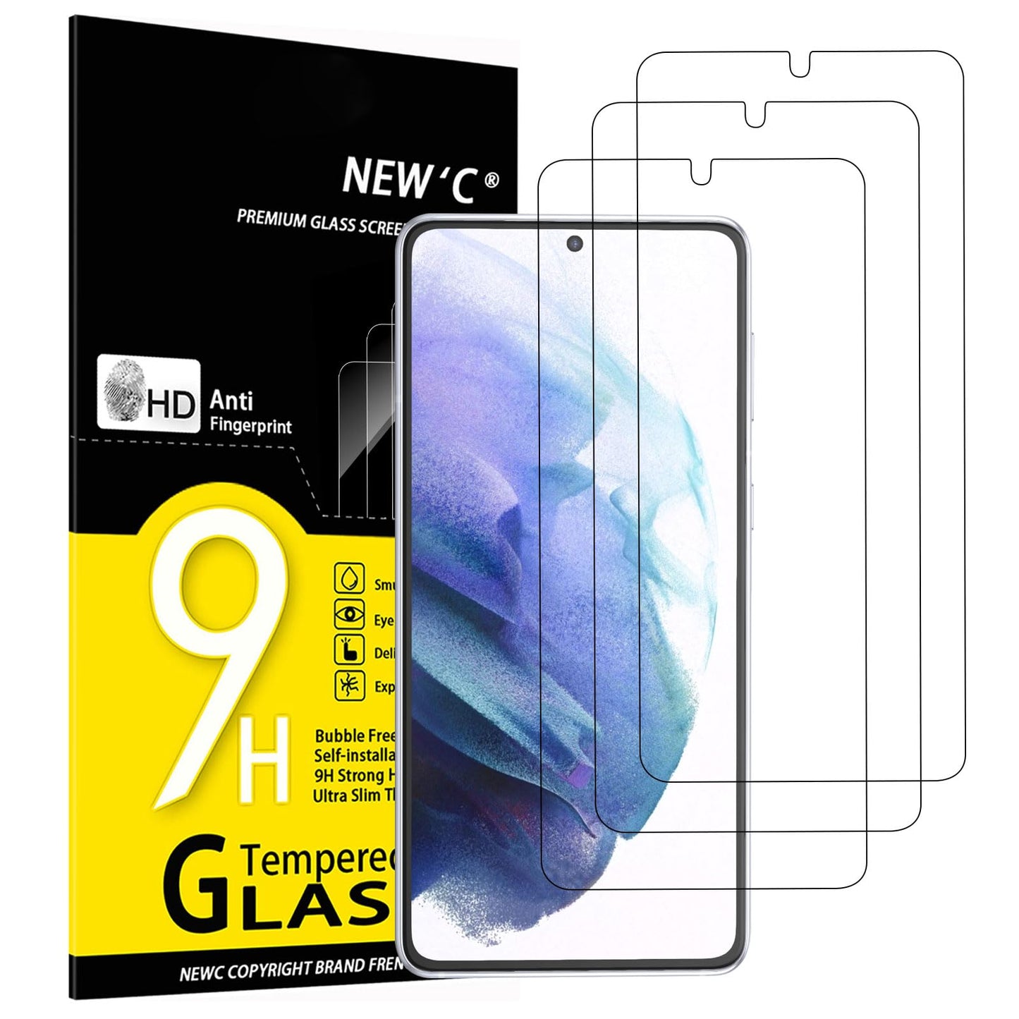 NEW'C Pack of 3 for Samsung Galaxy S25 Ultra Tempered Glass, Scratch Free, 9H Hardness, HD Screen Protector, Ultra Clear, Ultra Resistant