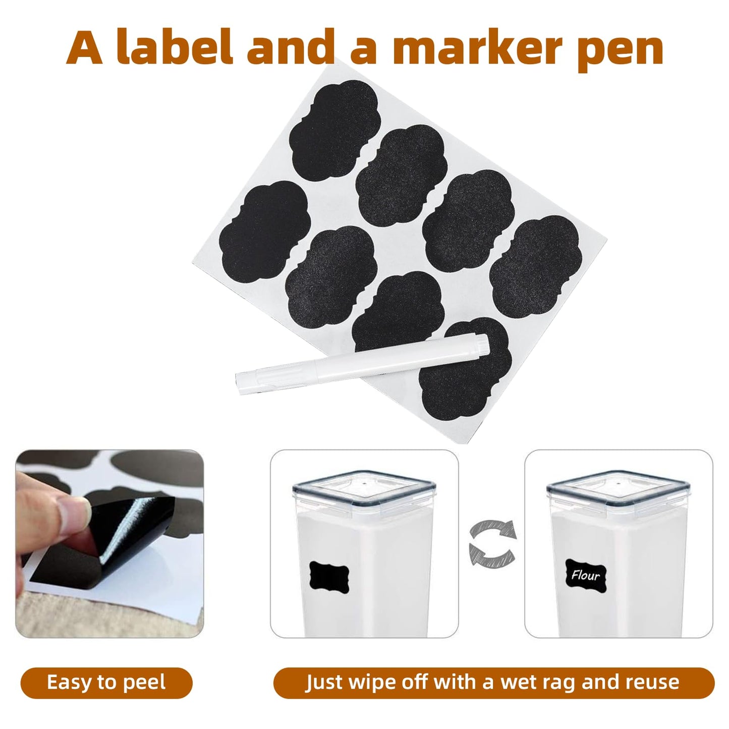 stusgo 24 Airtight Food Storage Containers with Lids Plastic Containers for Kitchen and Organization Cereal Flour and Sugar BPA Free Includes Spoon, Labels and a Pen