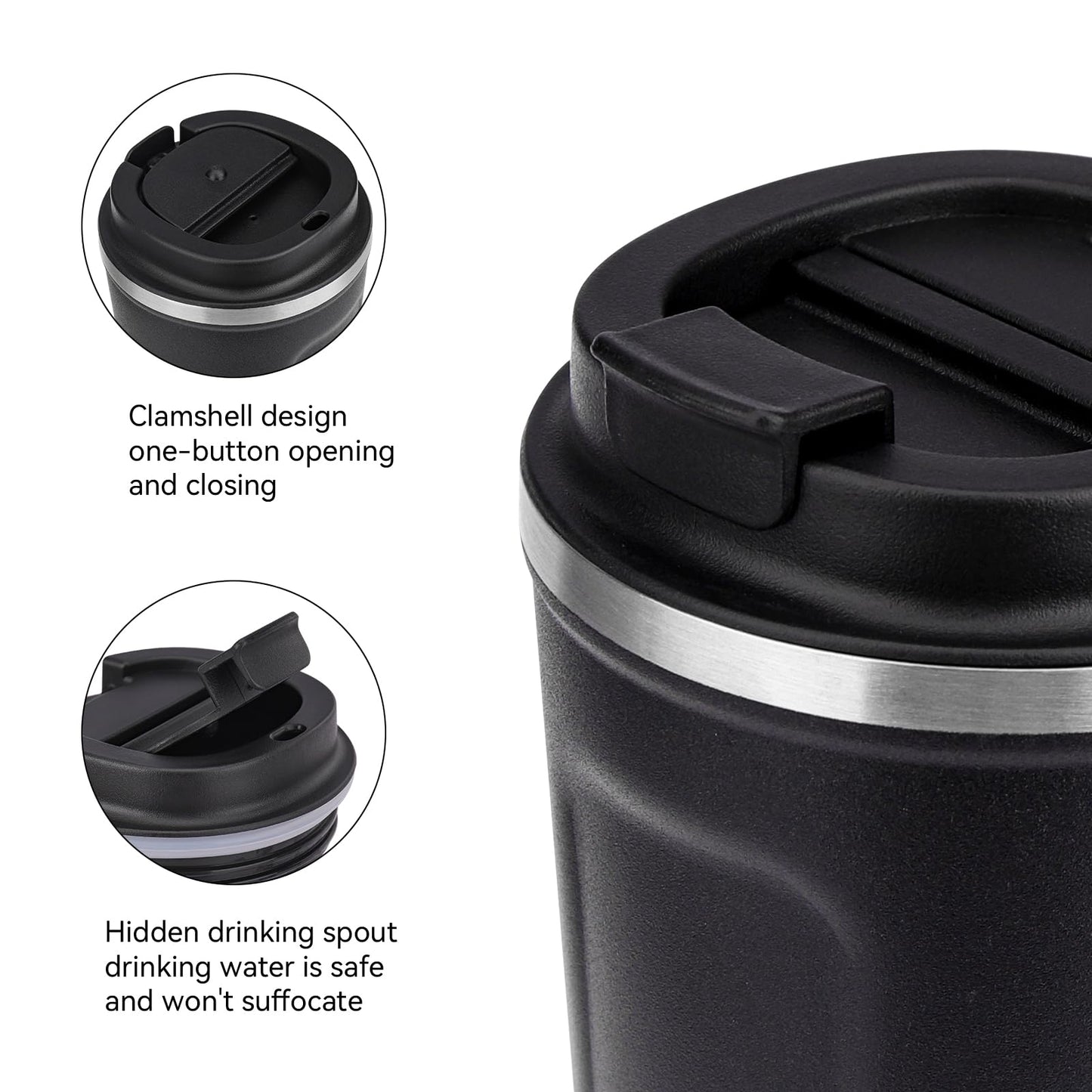 ERBO Kaffeebecher to go, Thermobecher Edelsthal, Auslaufsicher Kaffeetasse Kaffeebecher mit Deckel, Kaffeetasse Thermobecher für Unterwegs Umweltfreundlich, Weiß 380ml