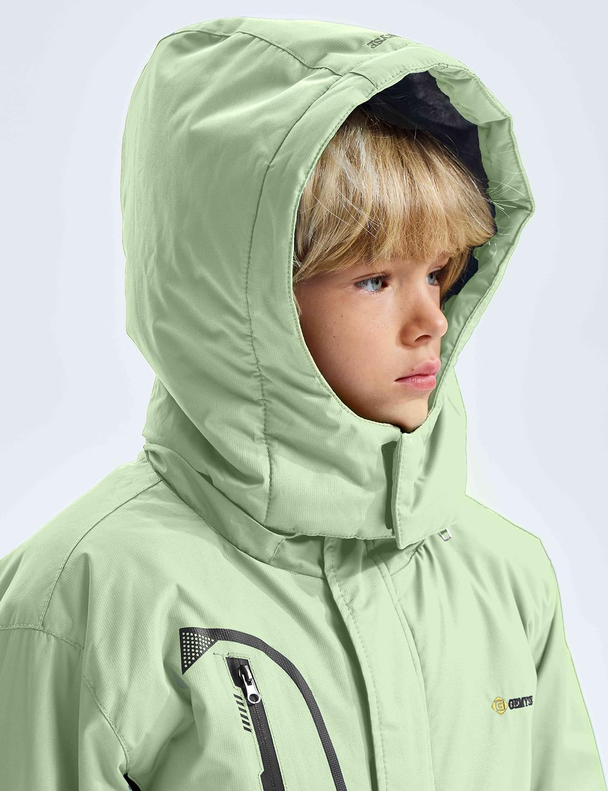 Gemyse Boys' Waterproof Ski Jacket, Windproof Fleece Jacket, Outdoor Winter Jacket, Rain Jacket with Hood