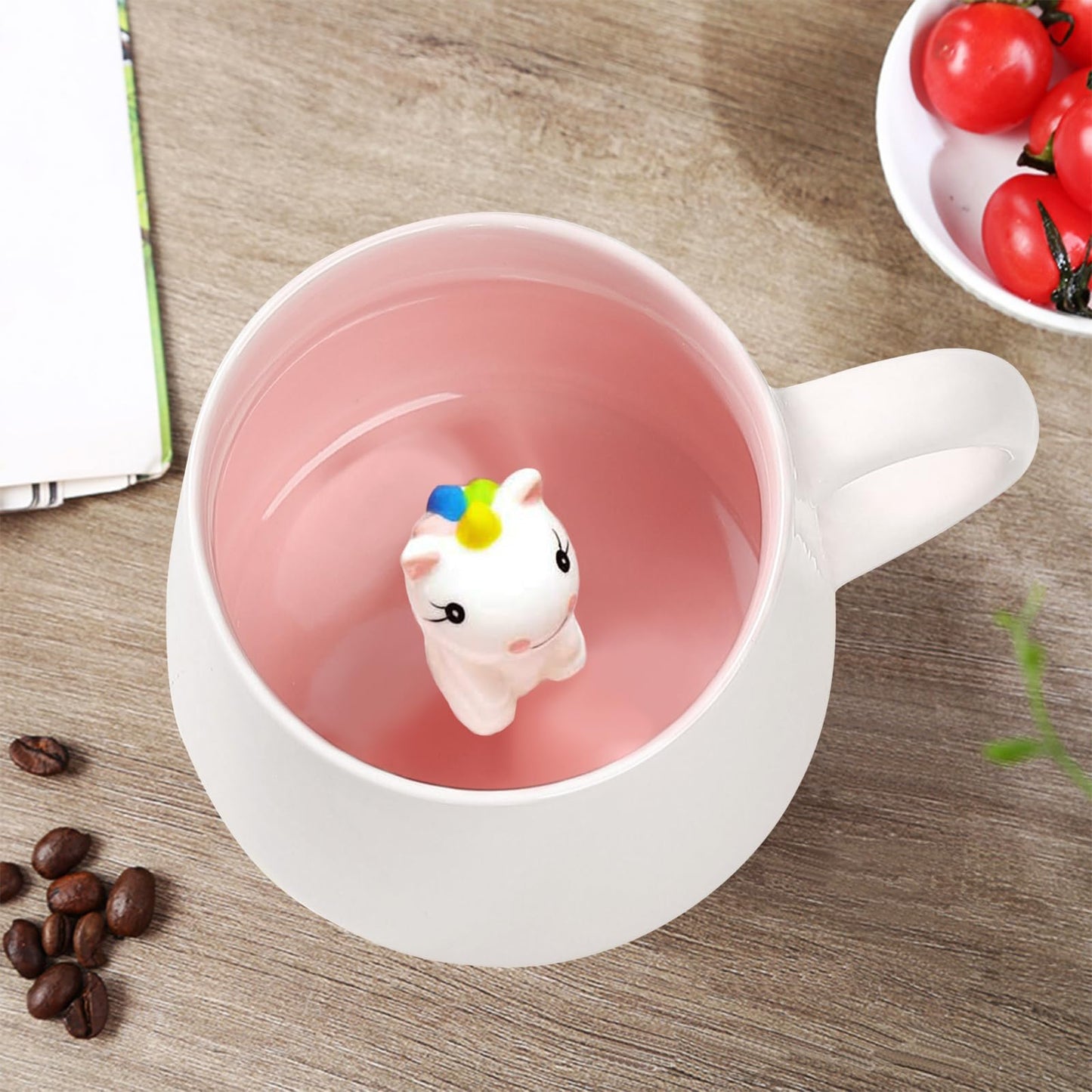 BigNoseDeer Süße Sachen Keramik Katze Kaffeetasse Teetasse Deckel Löffel Lustige Tassen Geschenke für Frauen Kaffeebecher 3D Tasse Personalisiert Cappuccino Tasse Beste Freundin Weihnachten Geschenk