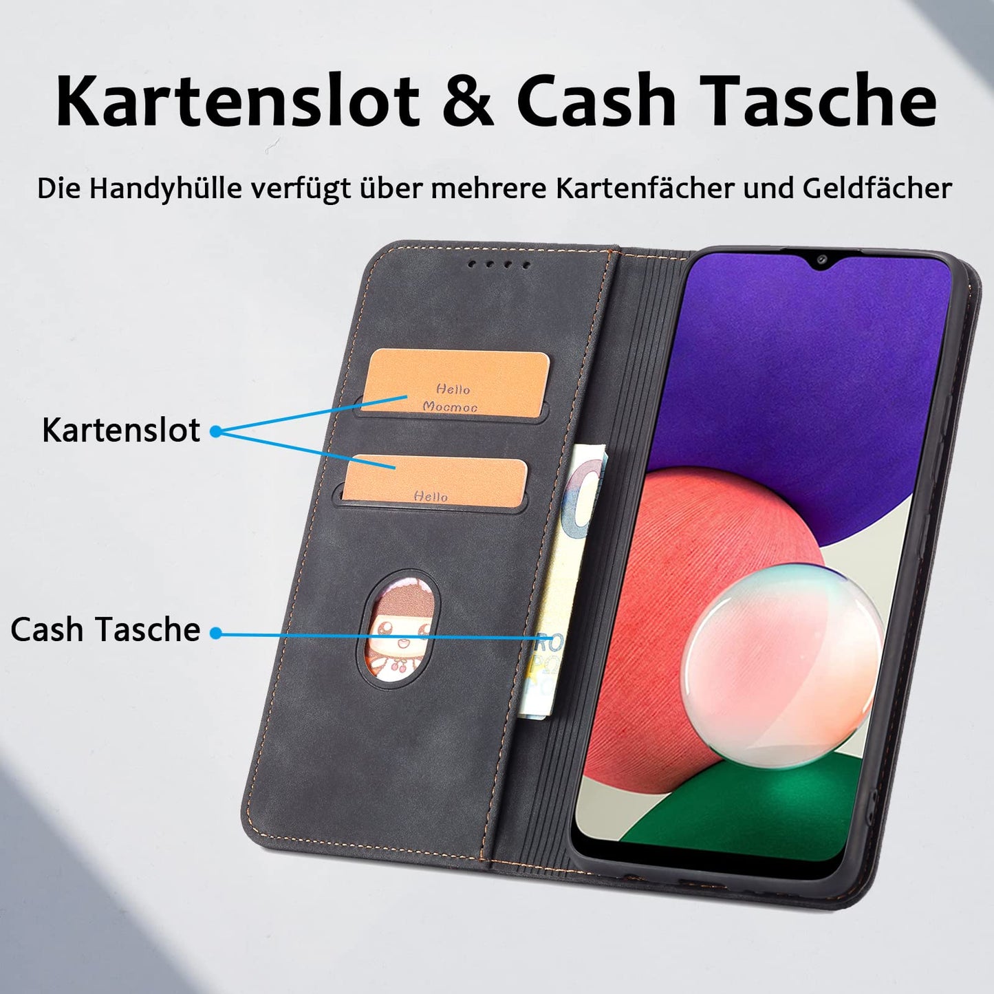 S. Dawezo Hülle für Samsung Galaxy S22 Plus, Premium Leder magnetische Handyhülle mit Ständer, Kartenfach und Brieftasche, Shock Absorbing, kompatibel mit Samsung S22 Plus-Kaffee