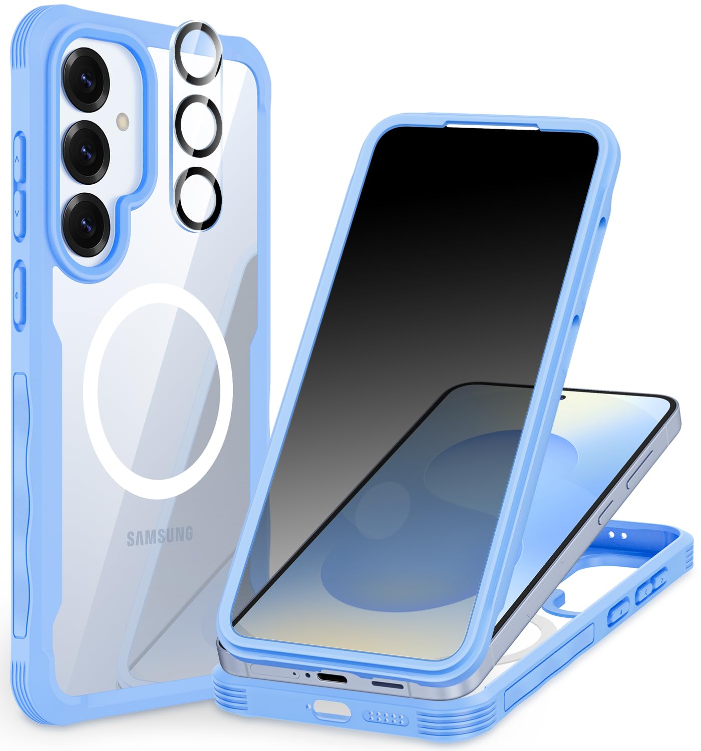 CENHUFO Privacy Screen Case for Samsung Galaxy S25 Ultra, Magnetic Mobile Phone Case with Built-in Privacy Tempered Glass Screen Protector and Camera Protection, 360 Degree Protective Case, Shockproof