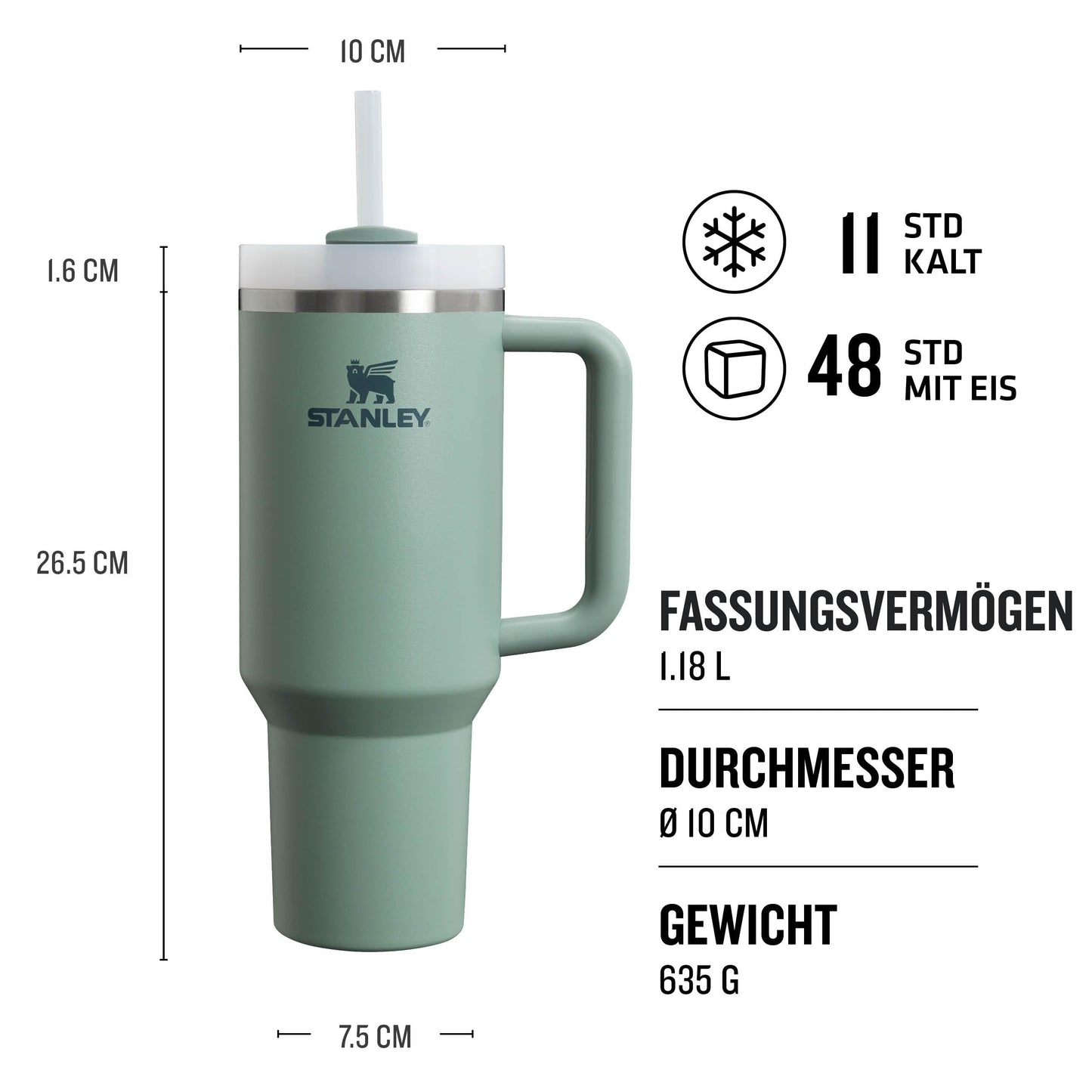 Stanley Quencher H2.0 FlowState Trinkflasche mit Strohhalm 1.18L - Thermobecher Kühlt 11 Stunden - 48 Stunden Eisgekühlt - Spülmaschinenfest - Thermosflasche BPA Frei - Kaffeebecher To Go - Cream