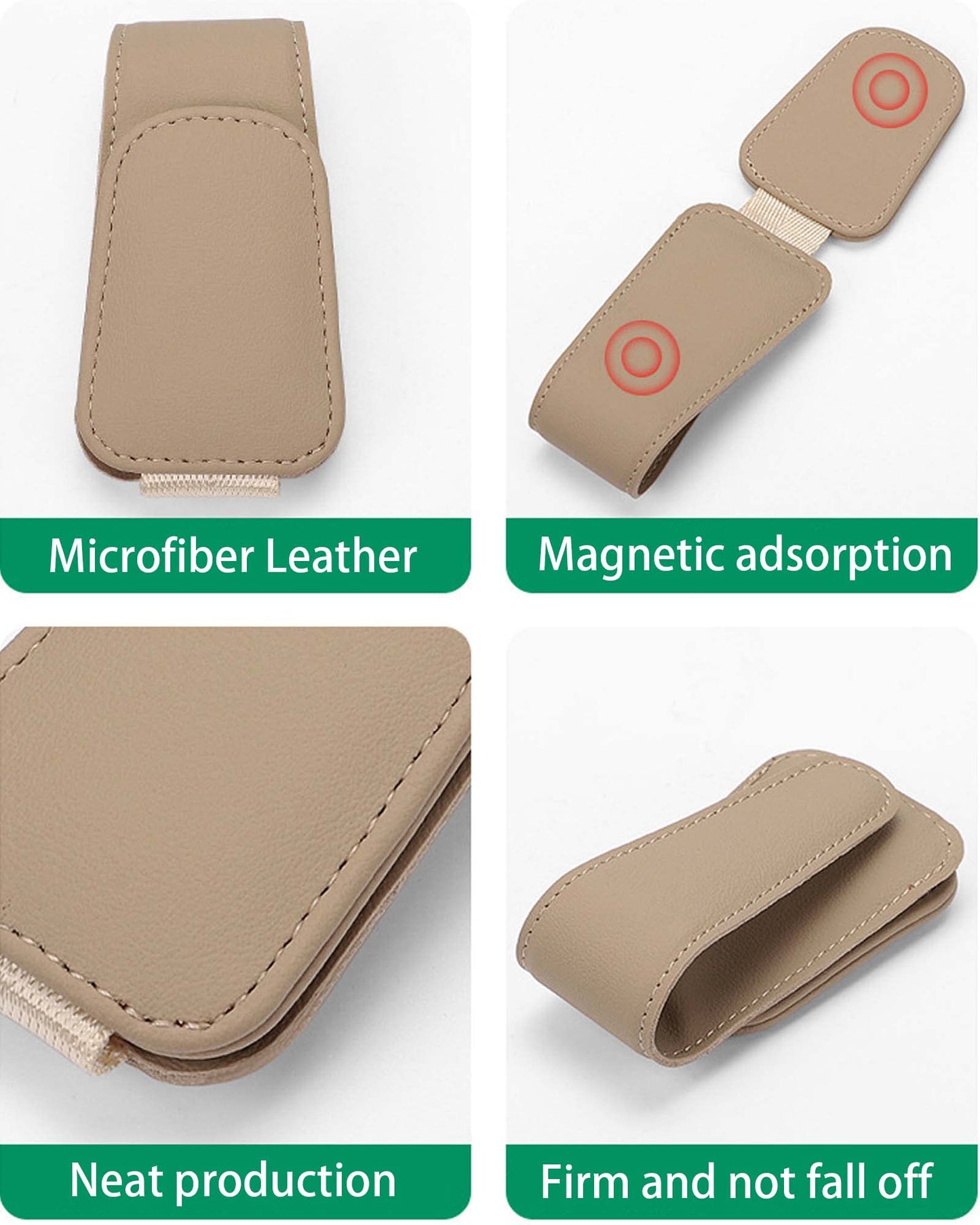 JEJA Glasses Holder for Car Sun Visor, Leather Sunglasses Holder for Car Visor Accessories, Ticket Card Clip, Black