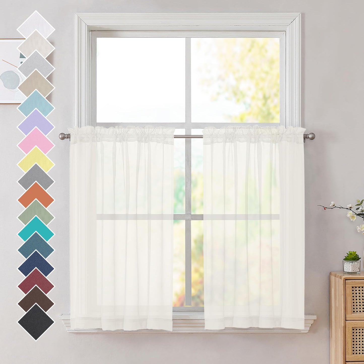 OVZME Extra Lange, durchsichtige Vorhänge, 241,3 cm Länge für französische Tür, Stangentasche, Voile, Fensterbehandlung für Wohnzimmer, Marineblau, 2 Paneele à 42 x 95 l