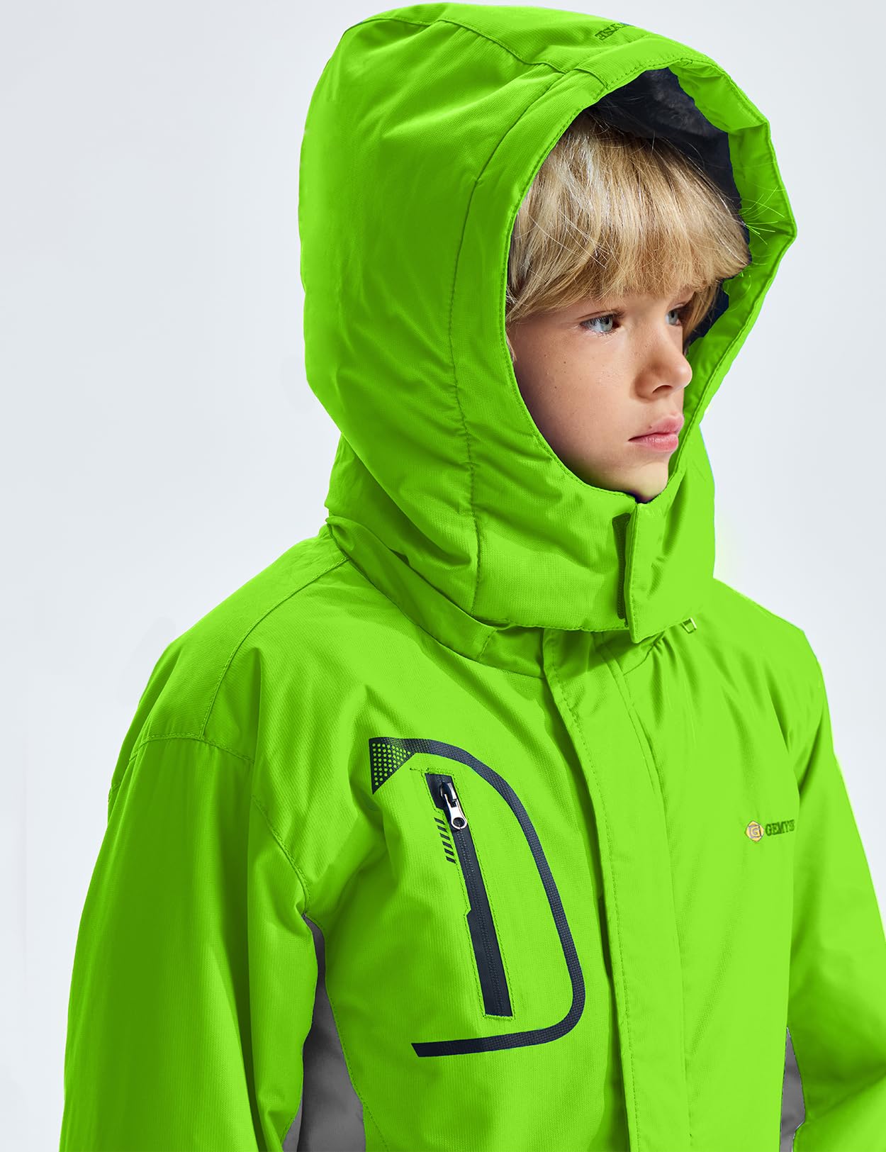 Gemyse Boys' Waterproof Ski Jacket, Windproof Fleece Jacket, Outdoor Winter Jacket, Rain Jacket with Hood