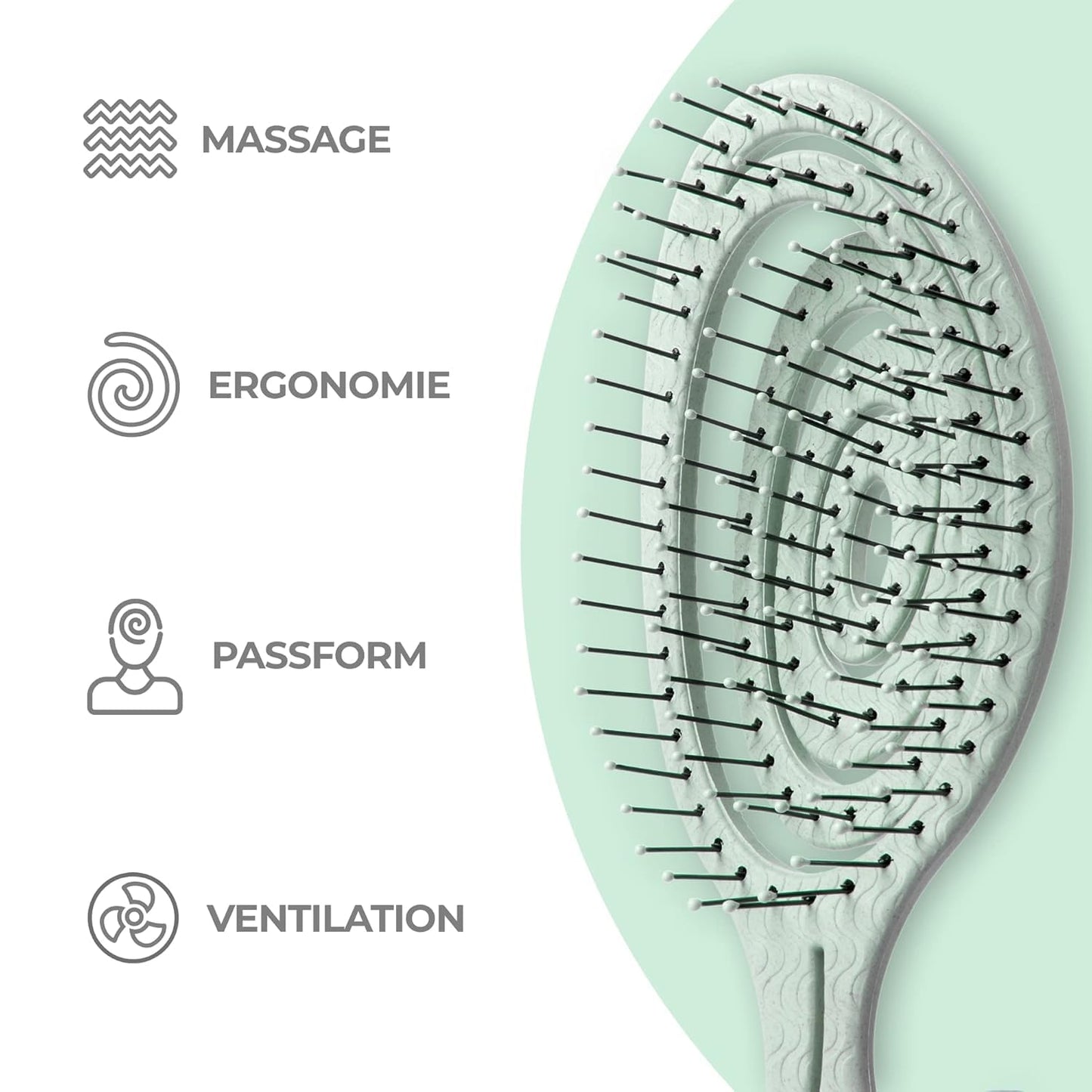 Ninabella Haarbürste ohne Ziepen für Damen, Herren & Kinder - Entwirrbürste auch für Locken & Lange Haare - Einzigartige Profi Detangler-Bürste mit Spiralfeder - Schwarz