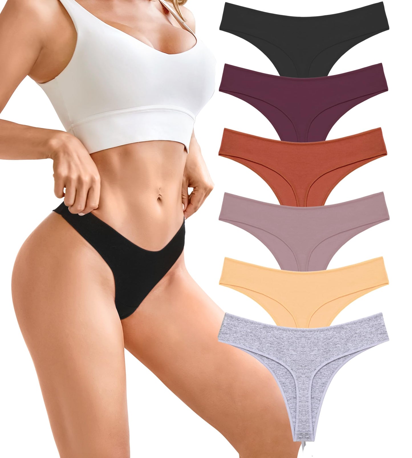 BeReady String Tanga Damen Baumwolle Sexy Unterwäsche Frauen Set Unterhosen Damen Slips Mehrpack Atmungsaktiv Thong Bikini Pantys 6 Pack