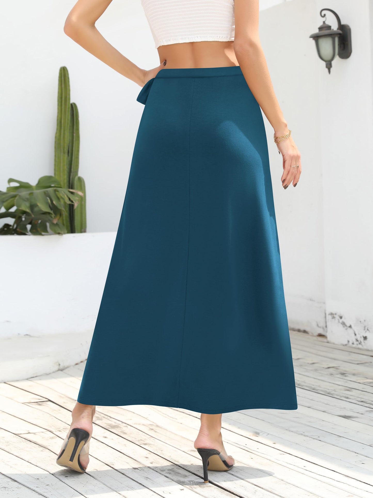 Missufe Damen Sommer Freizeit Strand Bademode Schlitz Flowy Swing Maxi Wickelrock