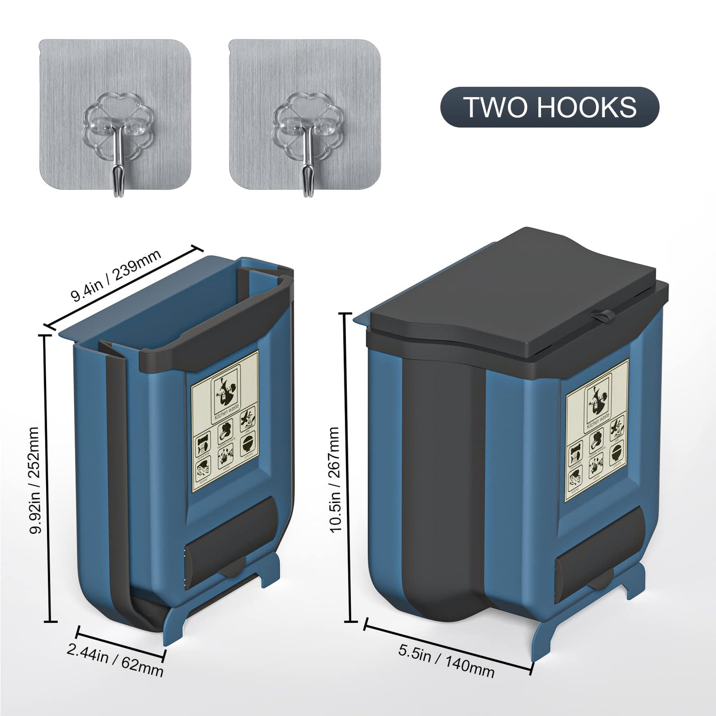 Gintan faltbarer hängender mülleimer mit Deckel küche camping, Faltbare Mülleimer Küche Abfalleimer Aufhängbarenzum Küchenabfalleimer für küche/camping/Auto/Bad/Büro/Schlafzimmer