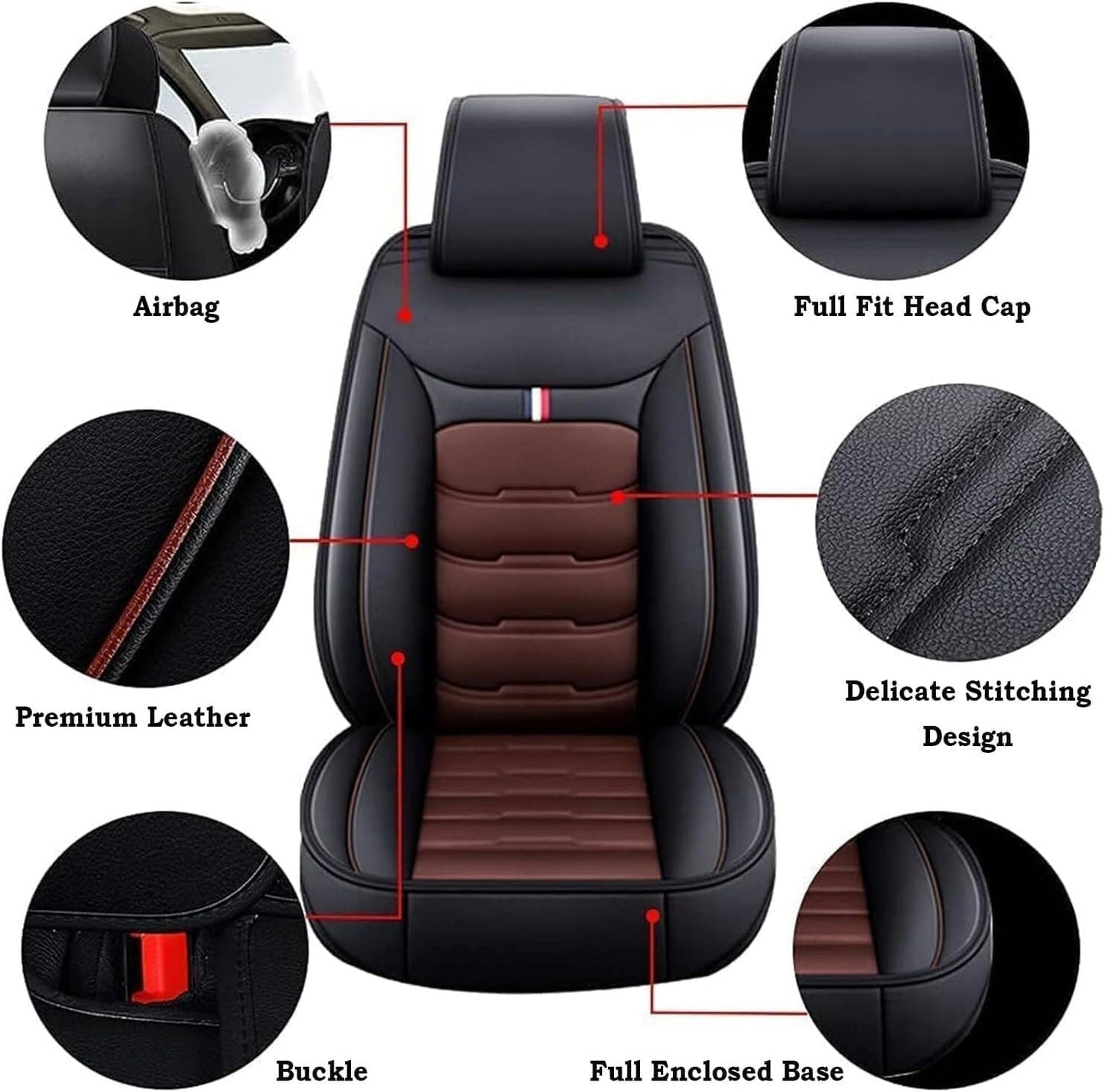 Auto Leder Sitzbezüge Sets für BMW X1 X3 X4 X5 X6 1/3/4/5/6/7 F25 F10 E83 E84 E70 E87 E90 E92 320I F11 F20 F15 F16 F30, Autositzbezüge Sets rutschfest Wasserdicht Atmungsaktiv Bequem Seat Schonbezüge