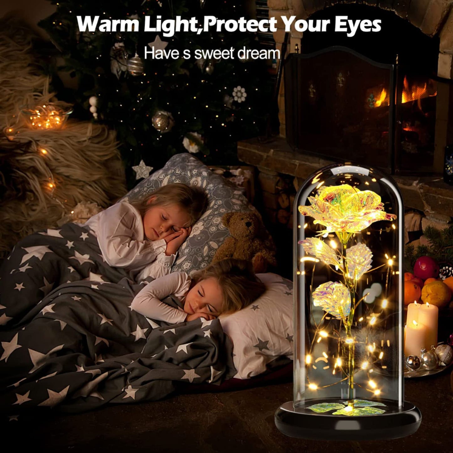Touloube Geschenke Für Frauen, Galaxy Rose Blume Geschenk, Infinity Rose in Glaskuppel, LED-Lichterkette auf der Kristallrose, Geschenk für Frauen,Hochzeit,Muttertag,Jahrestag und Geburtstag