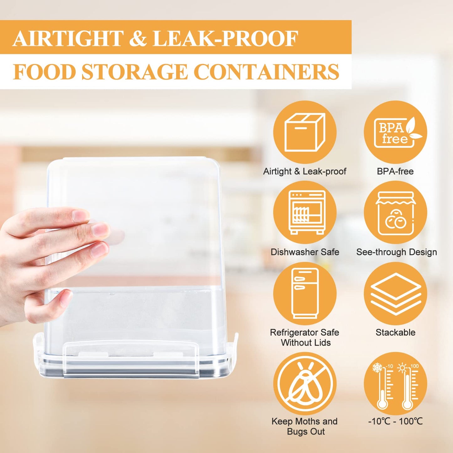 L LONGANCHANG Vorratsdosen mit Deckel Luftdicht Set of 16, BPA frei, Aufbewahrungsbox mit Deckel, Mottensichere Küchen Organizer Cornflakes Müsli Mehl Aufbewahrung, Vorratsbehälter mit Etiketten