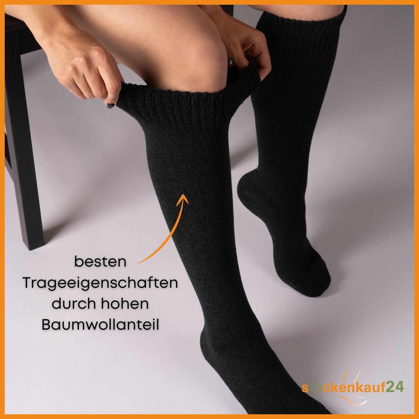 sockenkauf24 22350 Men's Thermal Knee Socks Inner Terry Towelling 4 Pairs